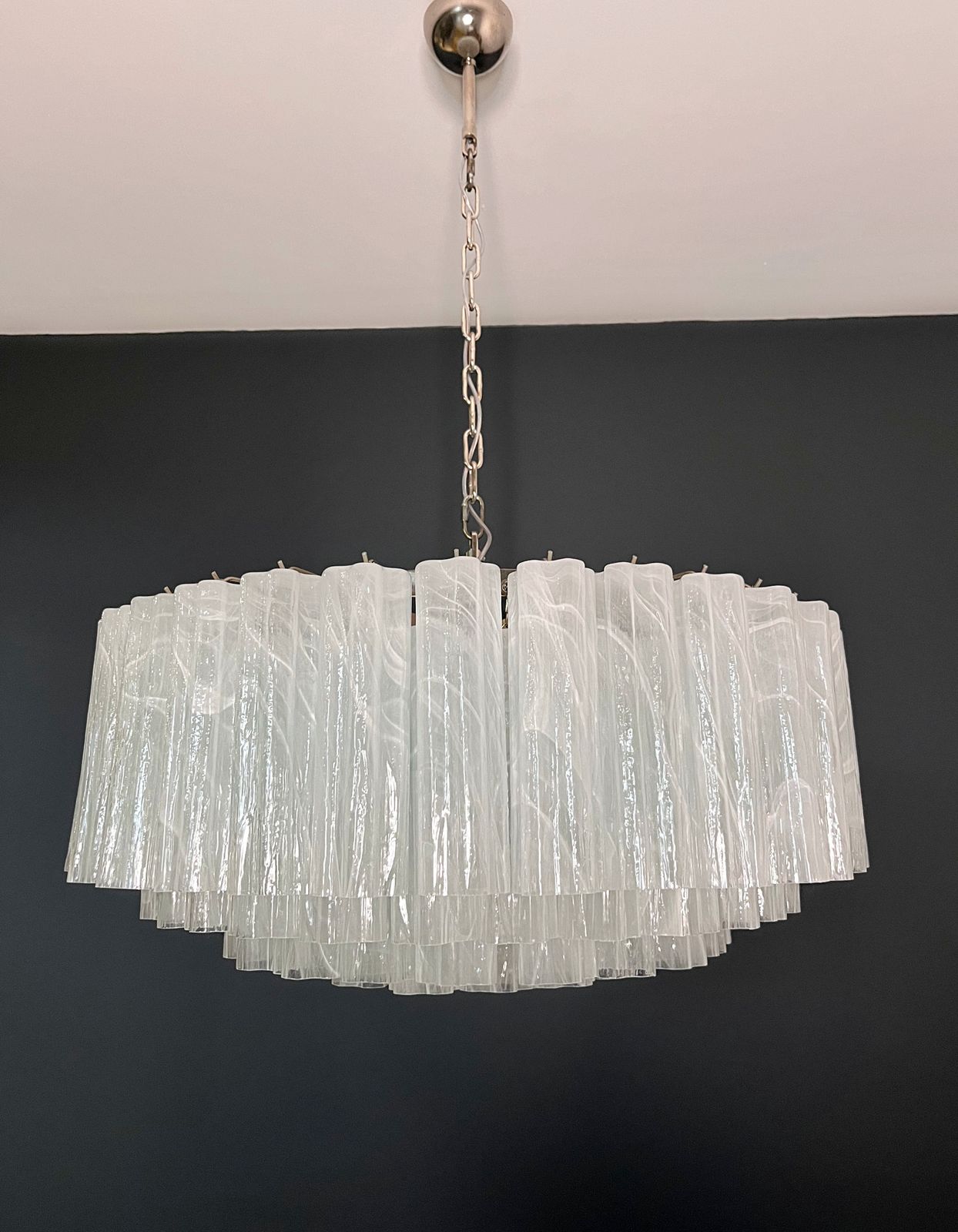 Large Murano Glass Chandelier  101 White Alabaster Glass Tube photo 2185.0