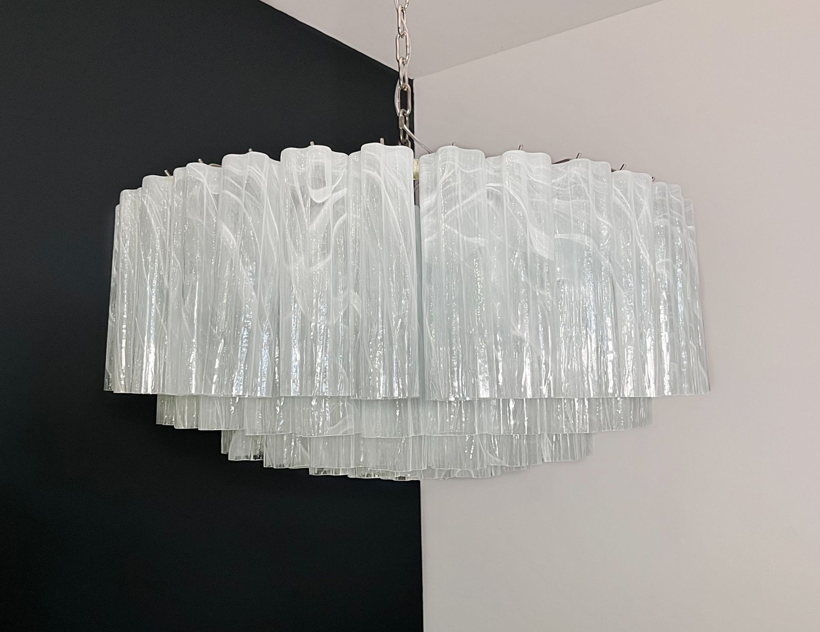 Large Murano Glass Chandelier  101 White Alabaster Glass Tube photo buy