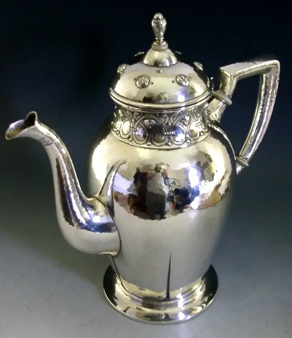 Grande cafetière d'époque en argent massif 800, Jezler, 688 g, Arts & Crafts, 26 cm, vers 1920 photo vintage