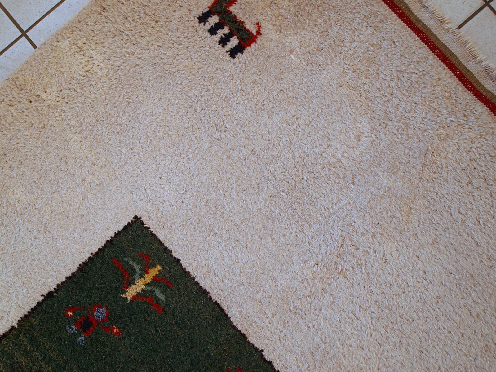 photo furniture Handmade Vintage Wool Rug With Figures & Animals — 140 × 215 Cm — 1960s