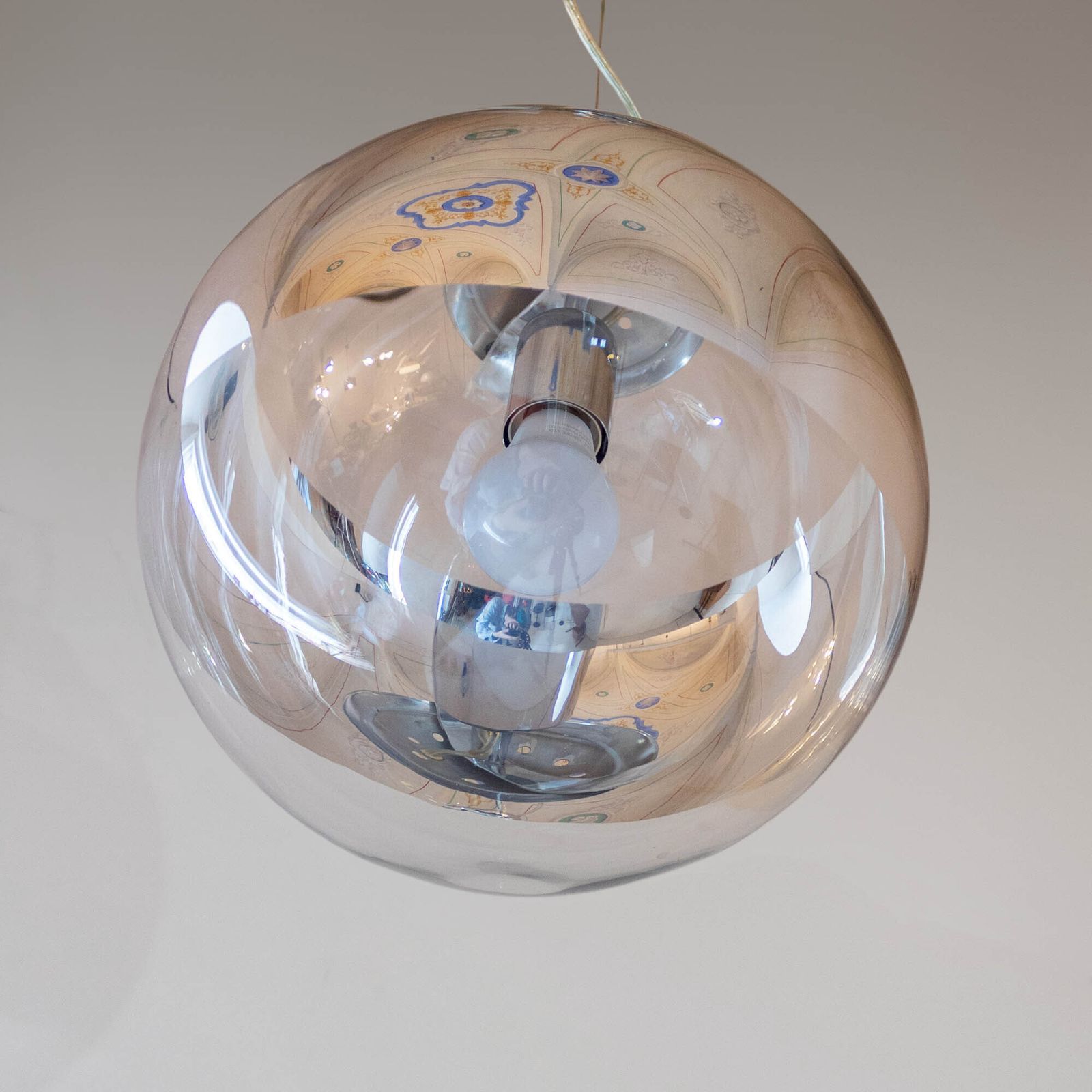 Suspension italienne moderne Space Age, verre et métal argenté, années 1980 photo buy