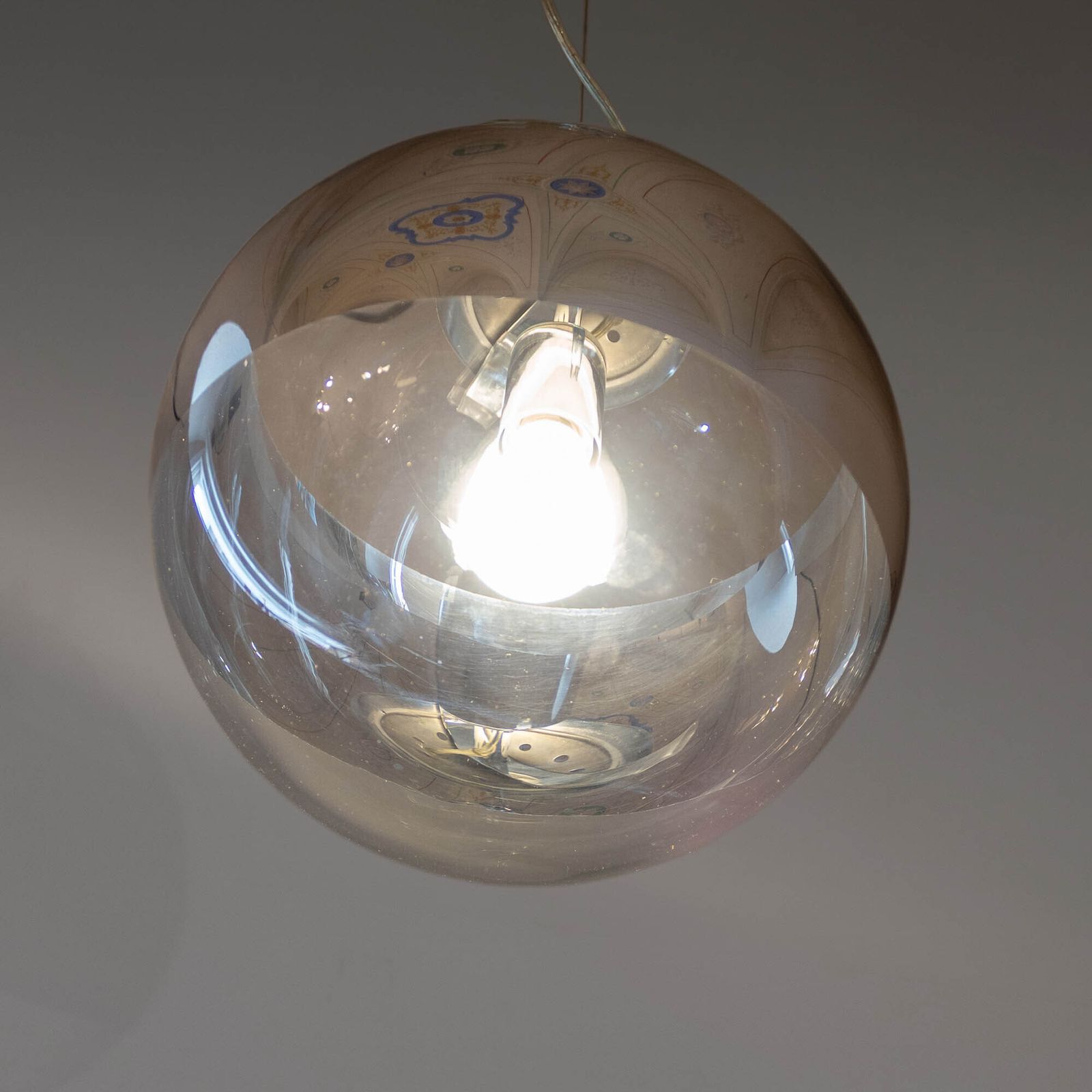 Suspension italienne moderne Space Age, verre et métal argenté, années 1980 photo vintage
