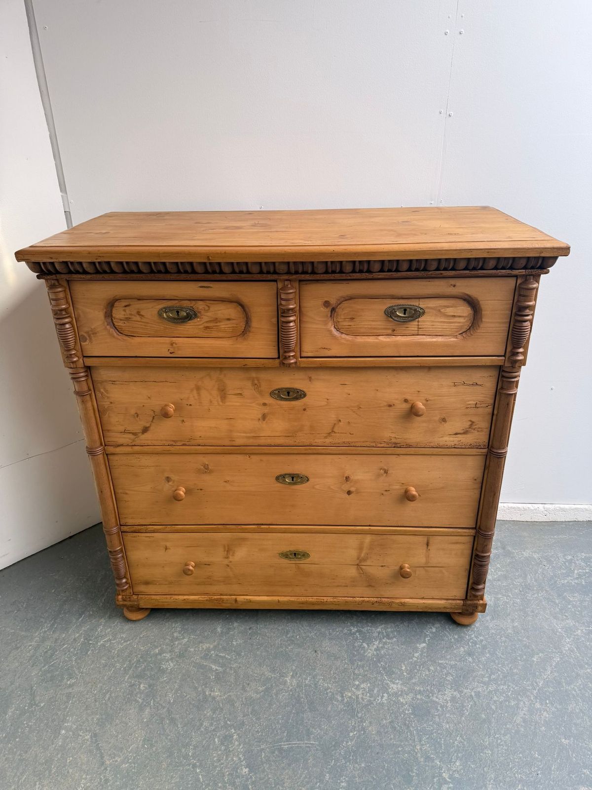 A Huge Pine Genuine Victorian Hungarian 5 Drawer Chest Of Drawers photo for sale