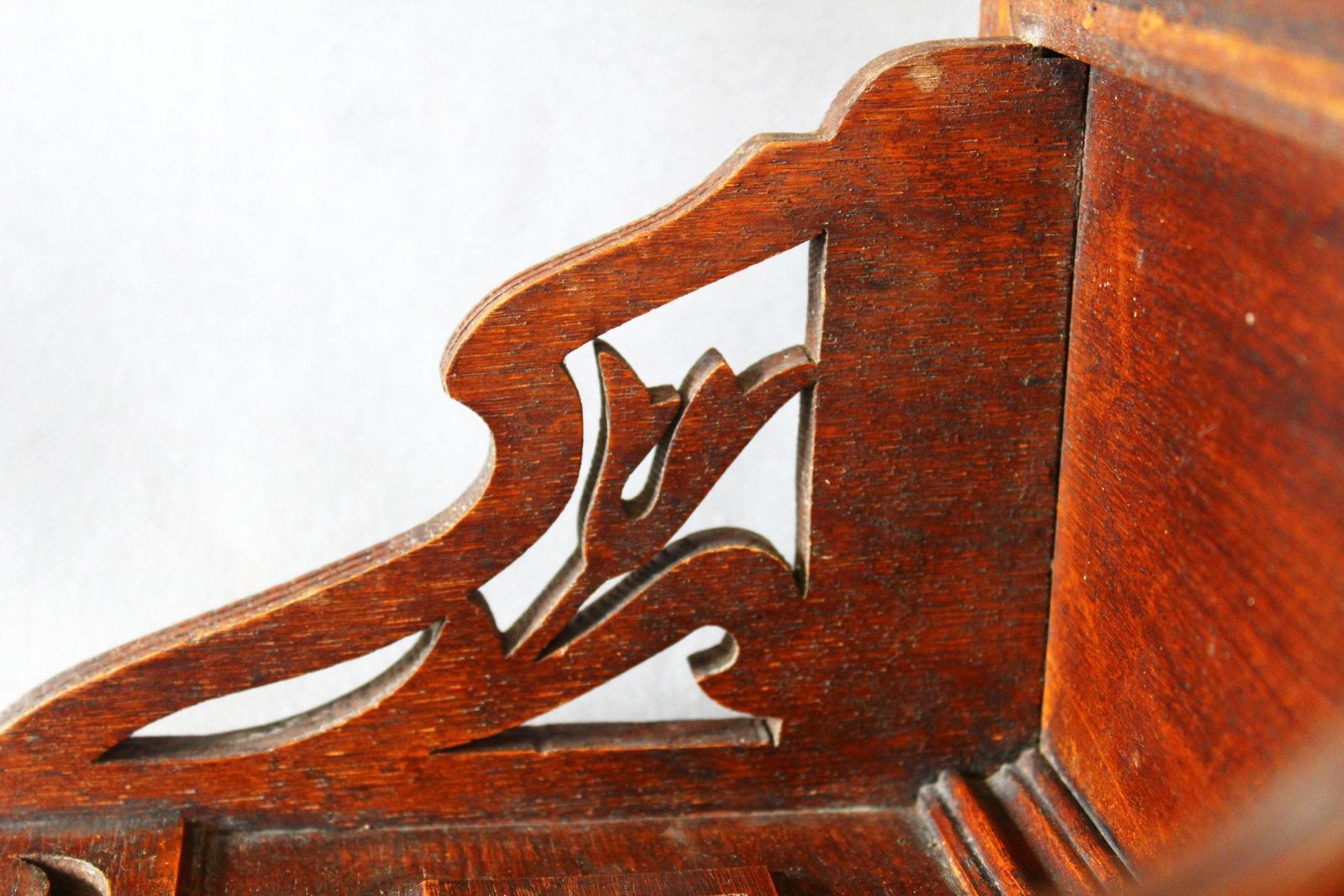 Antique Art Nouveau Hand Made Wood Shelf, Hand Carved, Ornate Design, Tulip Flower, Display Shelf, Wall Hanging, Country Farmhouse photo furniture