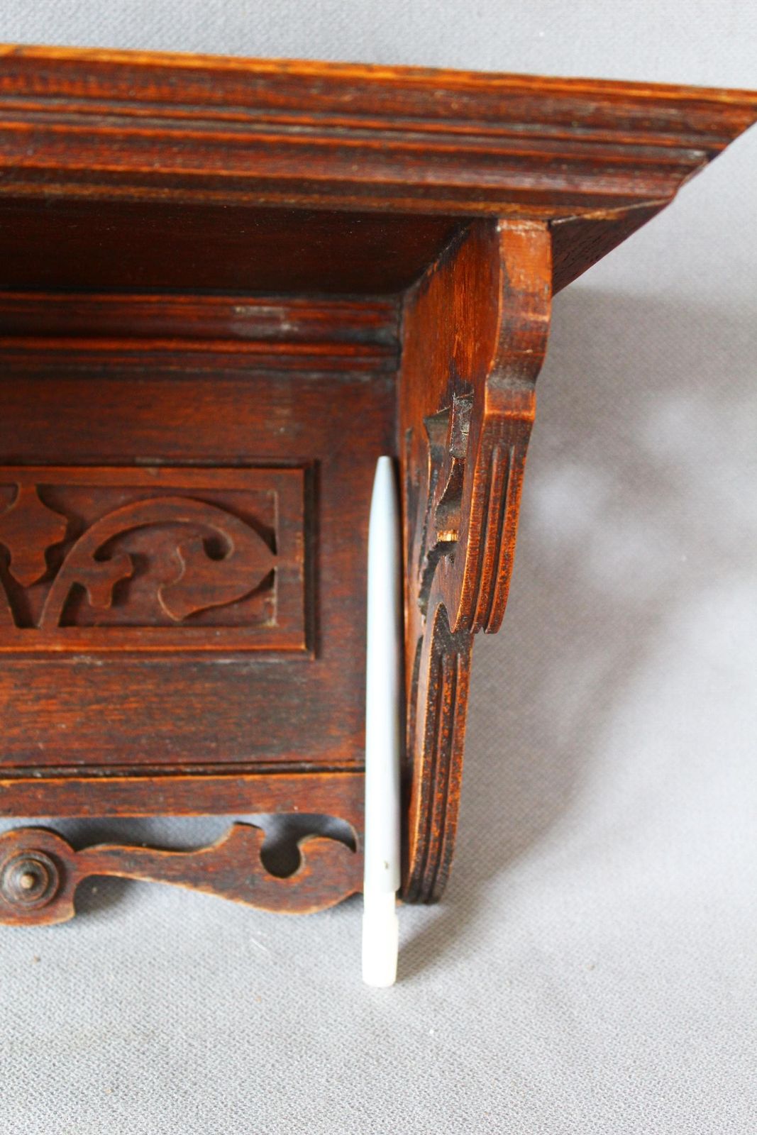 Antique Art Nouveau Hand Made Wood Shelf, Hand Carved, Ornate Design, Tulip Flower, Display Shelf, Wall Hanging, Country Farmhouse photo buy