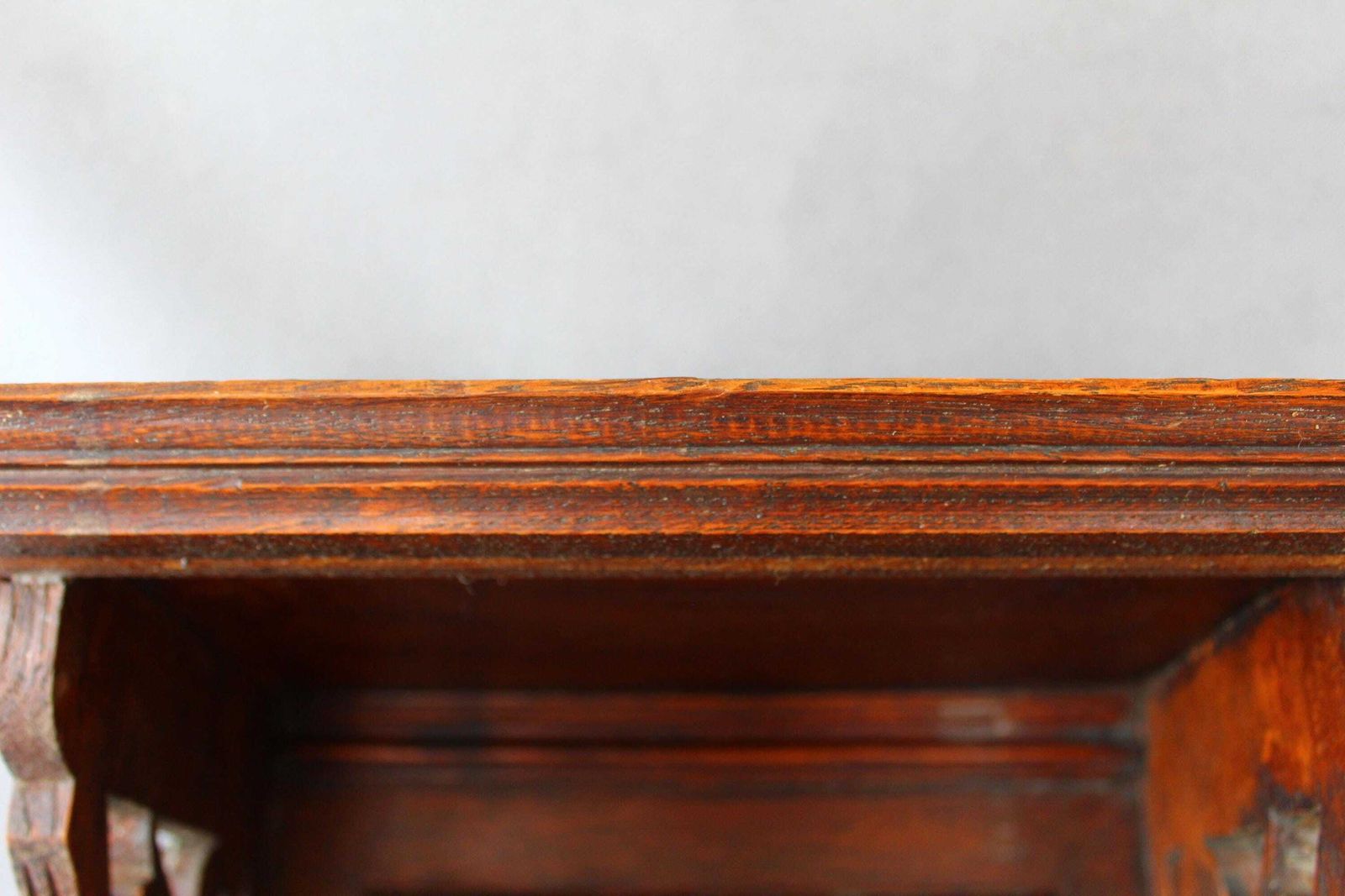 Furniture Antique Art Nouveau Hand Made Wood Shelf, Hand Carved, Ornate Design, Tulip Flower, Display Shelf, Wall Hanging, Country Farmhouse photo