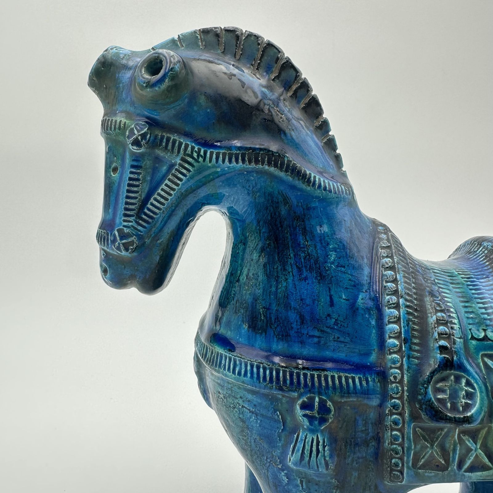 photo vinterior Blue Ceramic Horse – Aldo Londi For Bitossi, Rimini Series, 1960s