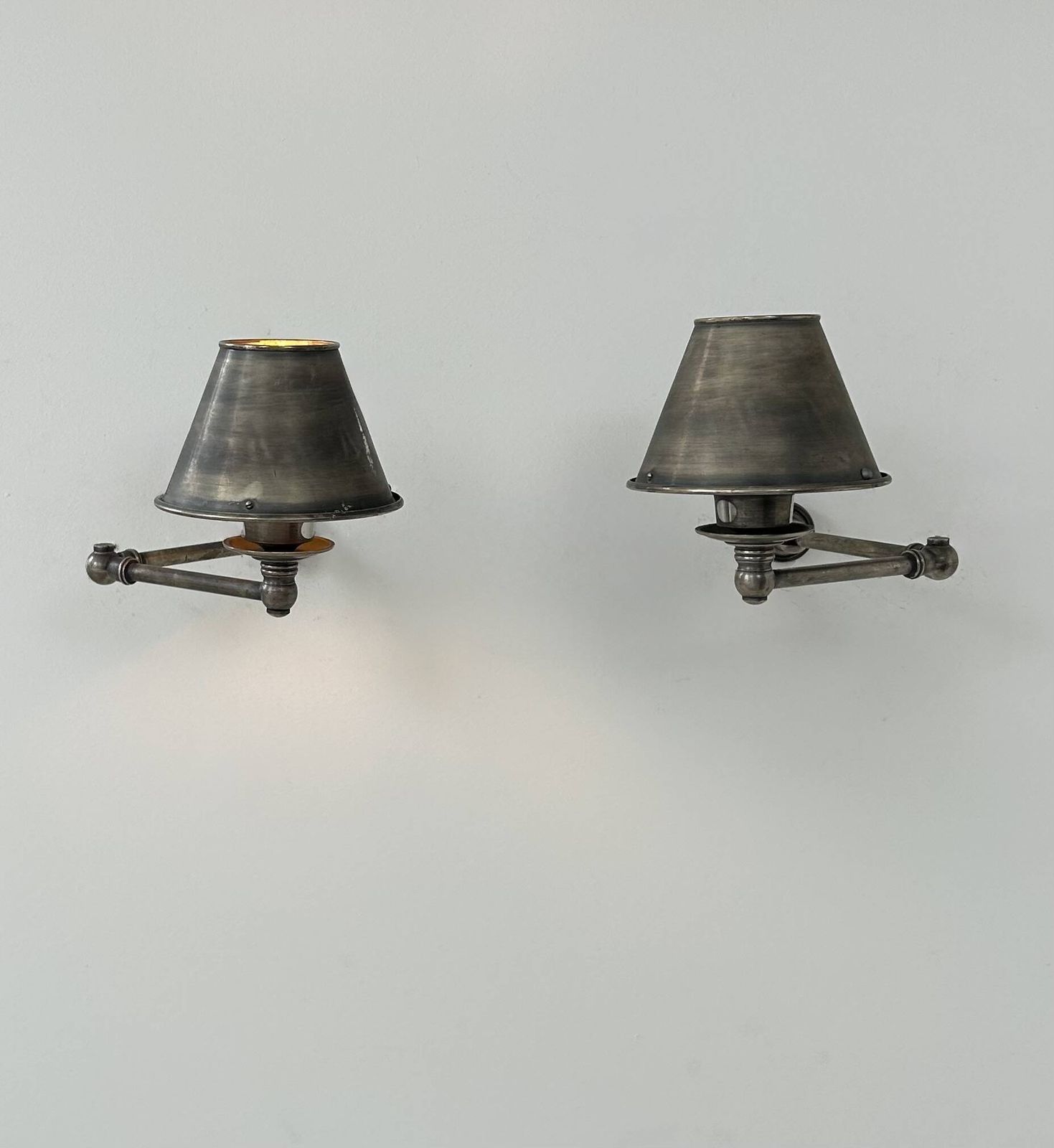 Pairs Of Adjustable Vintage Wall Lights In Steel, France, 1970. photo furniture