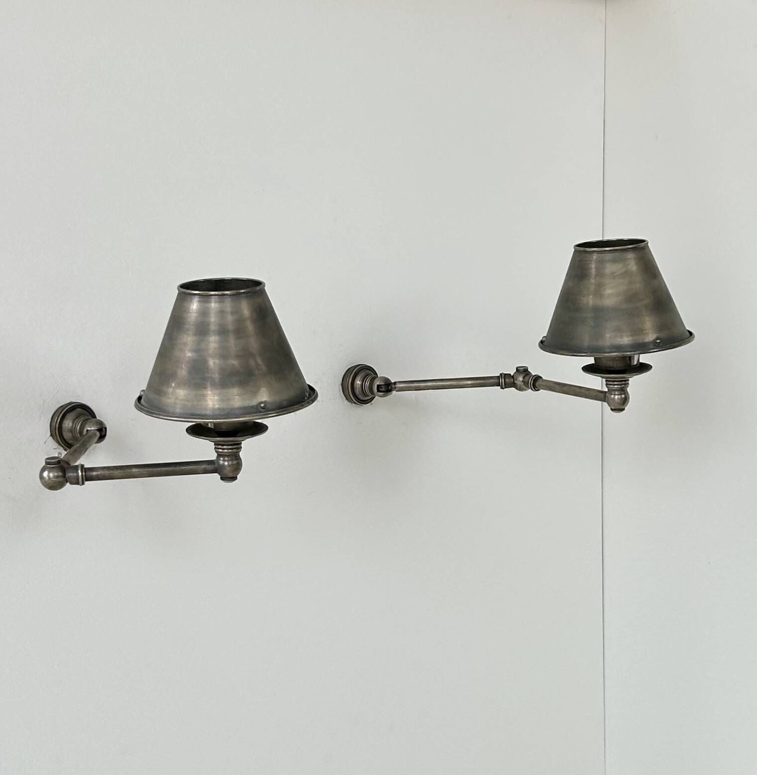 Pairs Of Adjustable Vintage Wall Lights In Steel, France, 1970. photo buy
