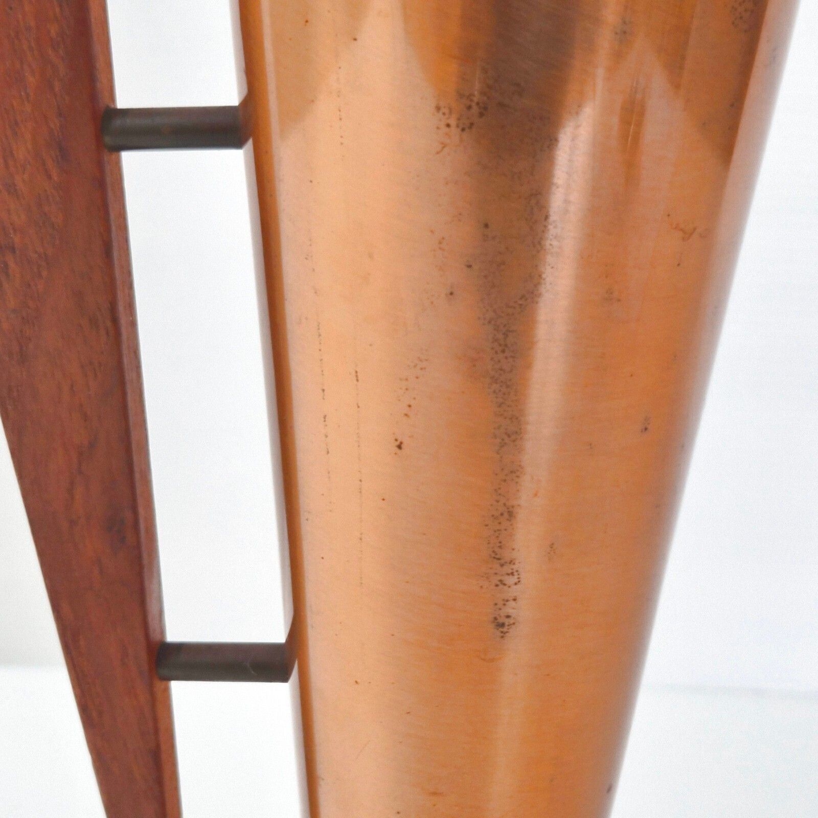 Vintage Scandinavian Vase, Denmark, 1960s, Dahlmann, Teak & Hammered Copper, 60s photo Home Decor