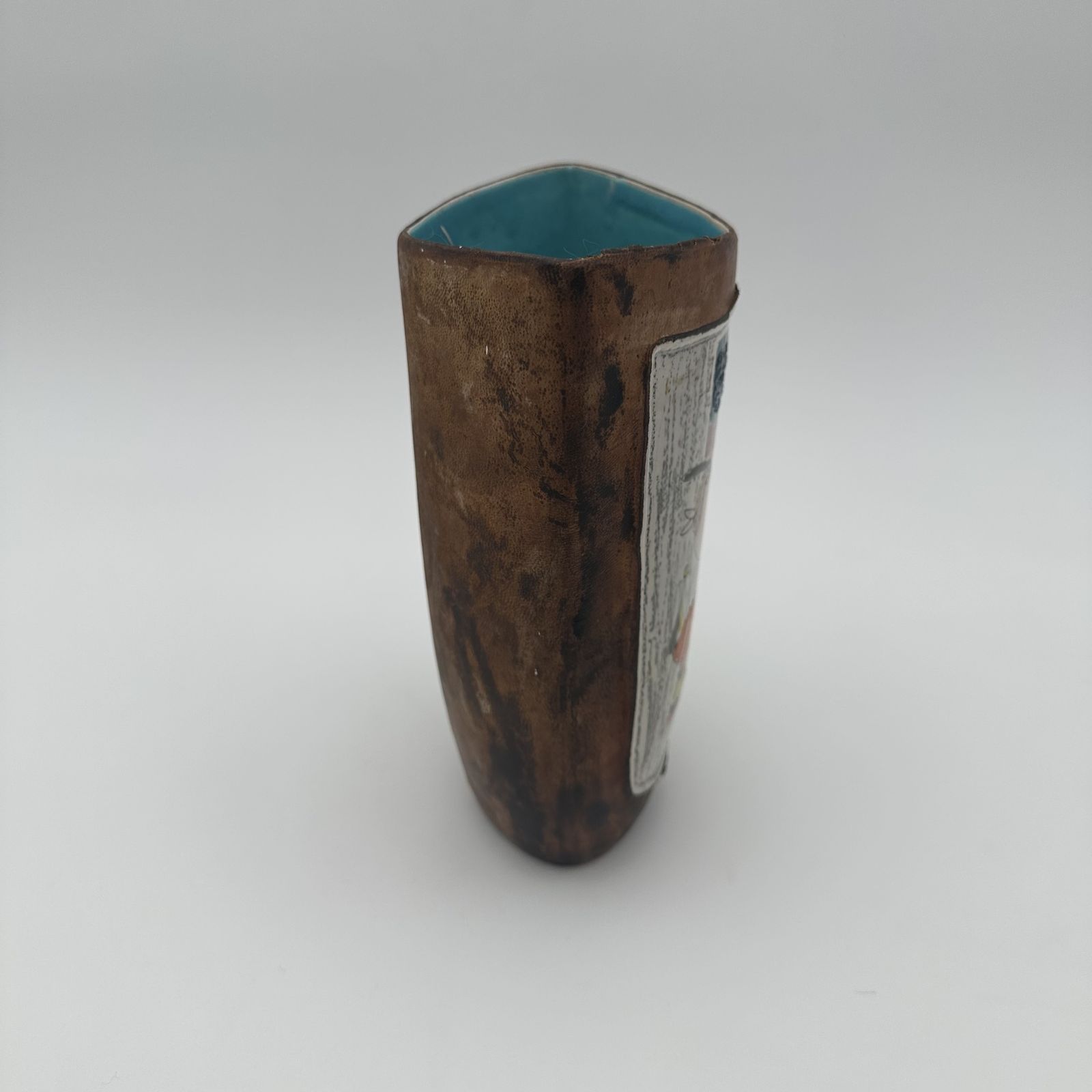 Ceramic And Painted Leather Vase – De Coccio, Italy, 1950s photo Home Decor