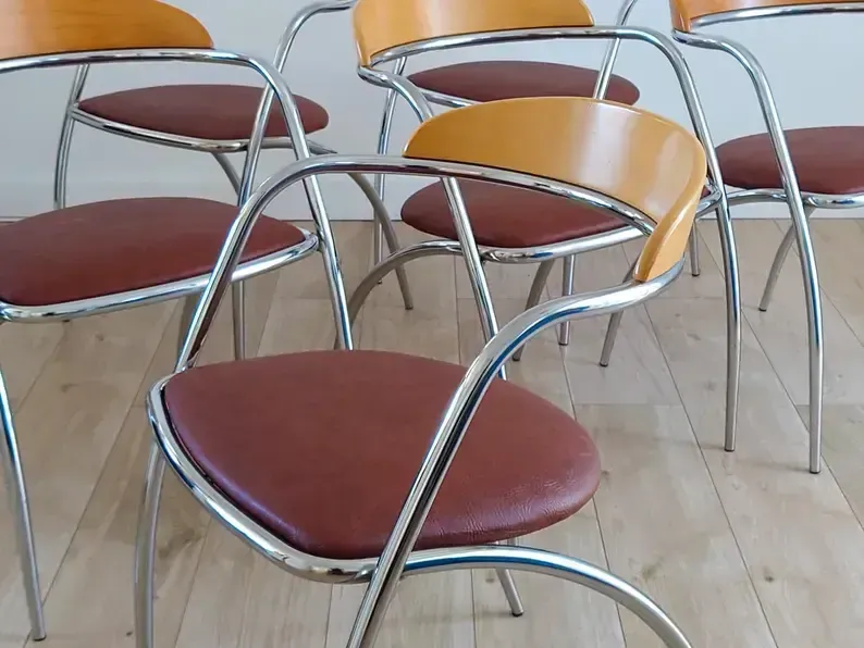Mid Century Retro Italian Chrome Dining Chairs By Effezeta (Set Of 6) photo vinterior