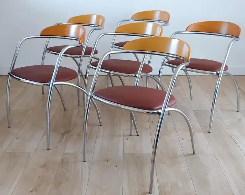 Mid Century Retro Italian Chrome Dining Chairs By Effezeta (Set Of 6) photo buy