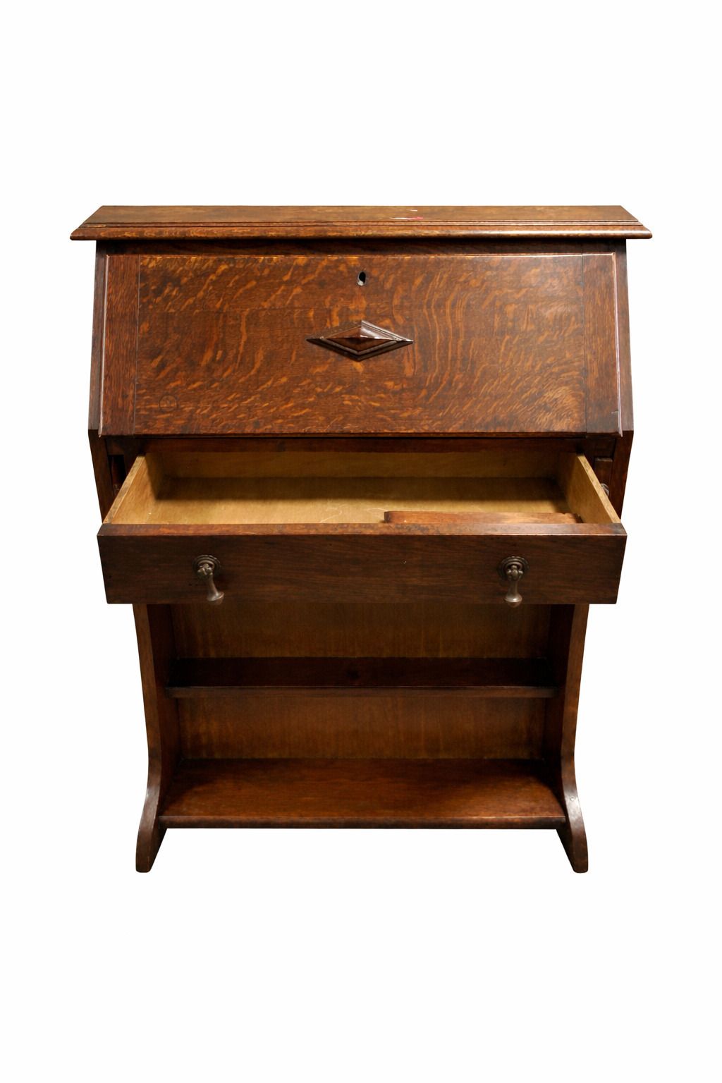 Antique Oak Secretary Desk – Drop Front Writing Bureau C.1910–1930 photo furniture