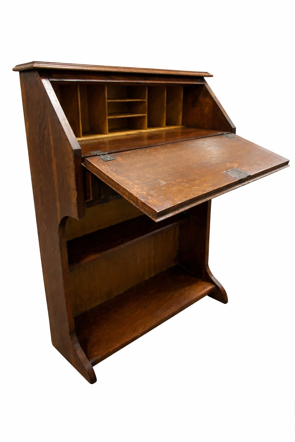 Antique Oak Secretary Desk – Drop Front Writing Bureau C.1910–1930 photo 445.0