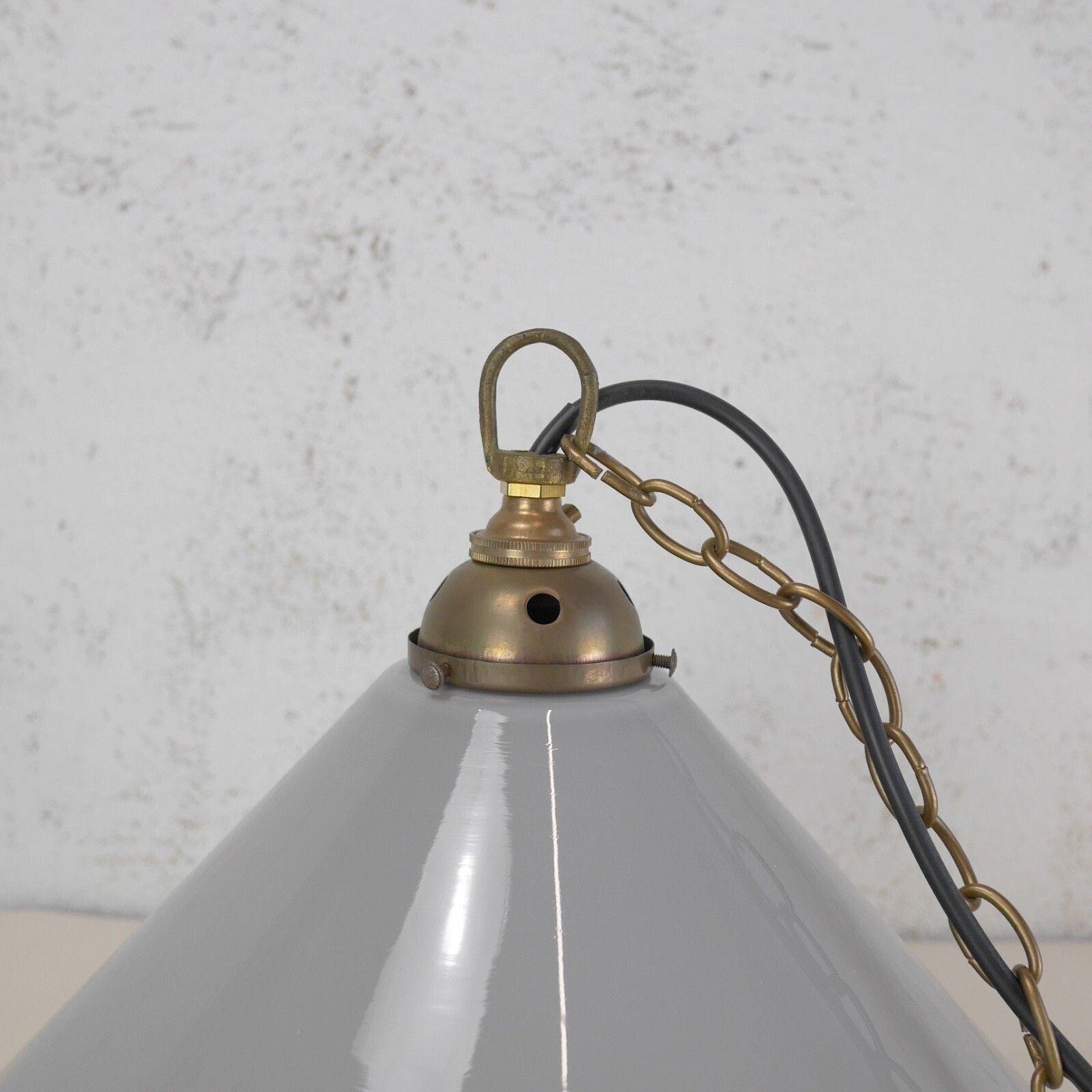 photo buy Large Vintage Grey Milk Glass Coolie Light Shades Brass Fitting Pendant #103143