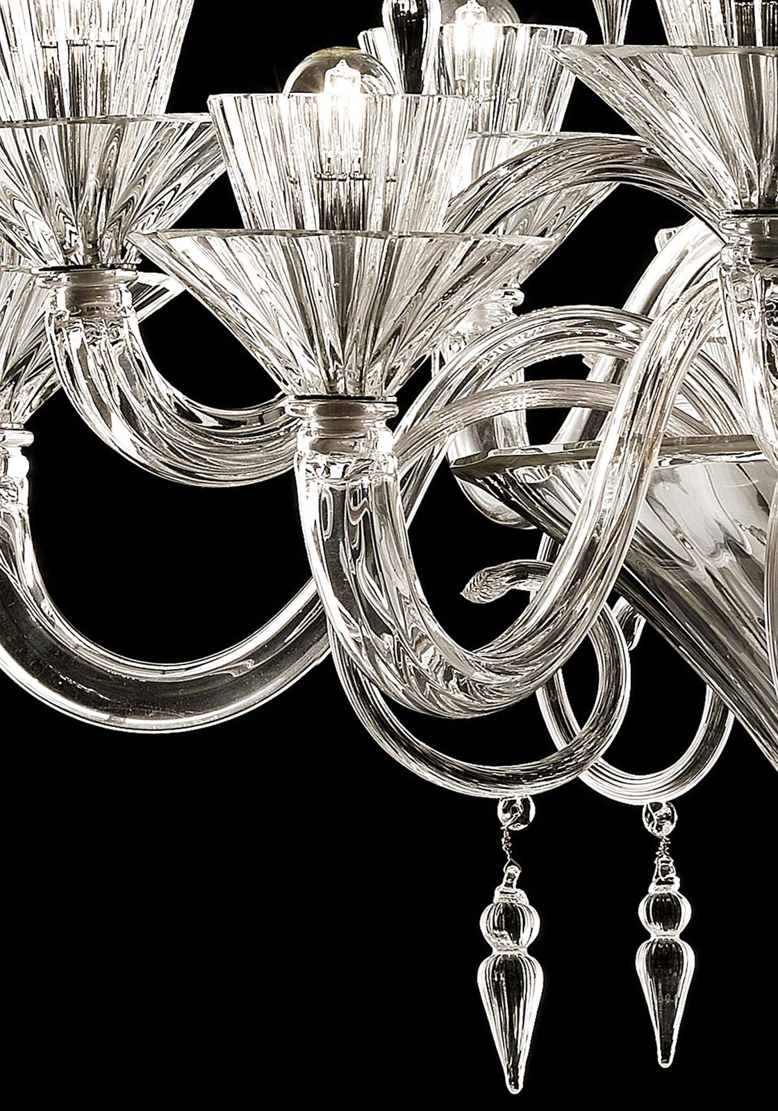 Imperial Trasparent And Gold "Rigadin" Murano Glass Chandelier photo vinterior
