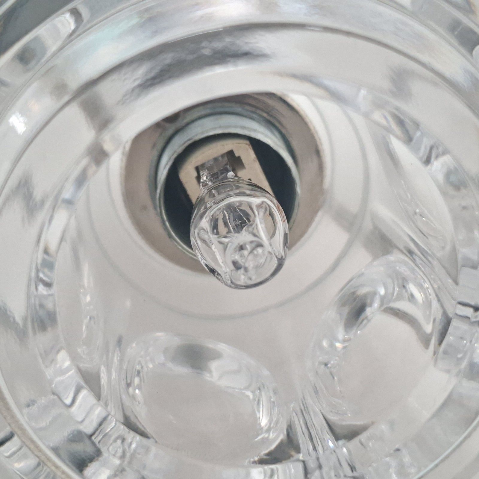 photo for sale Contemporary Italian Chrome Bedside Table Lamp Concave Glass Shade Stylish