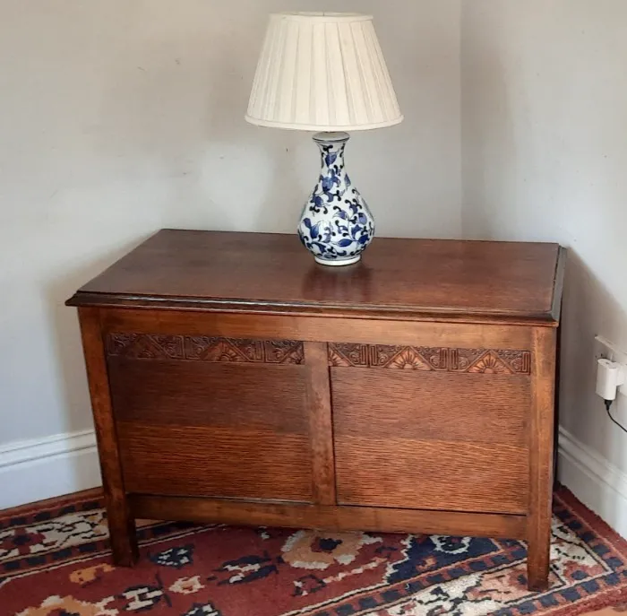 Vintage Oak Wooden Carved Blanket Box Chest Coffer Old Charm Style photo furniture