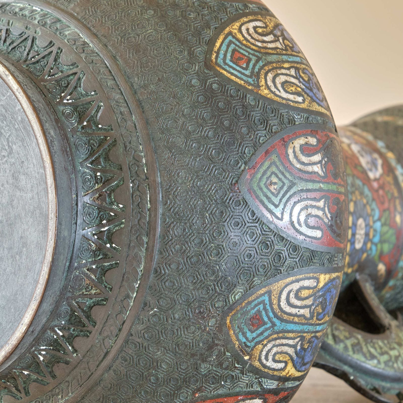 Antique Eastern Champleve Enamel And Bronze Vase photo vinterior