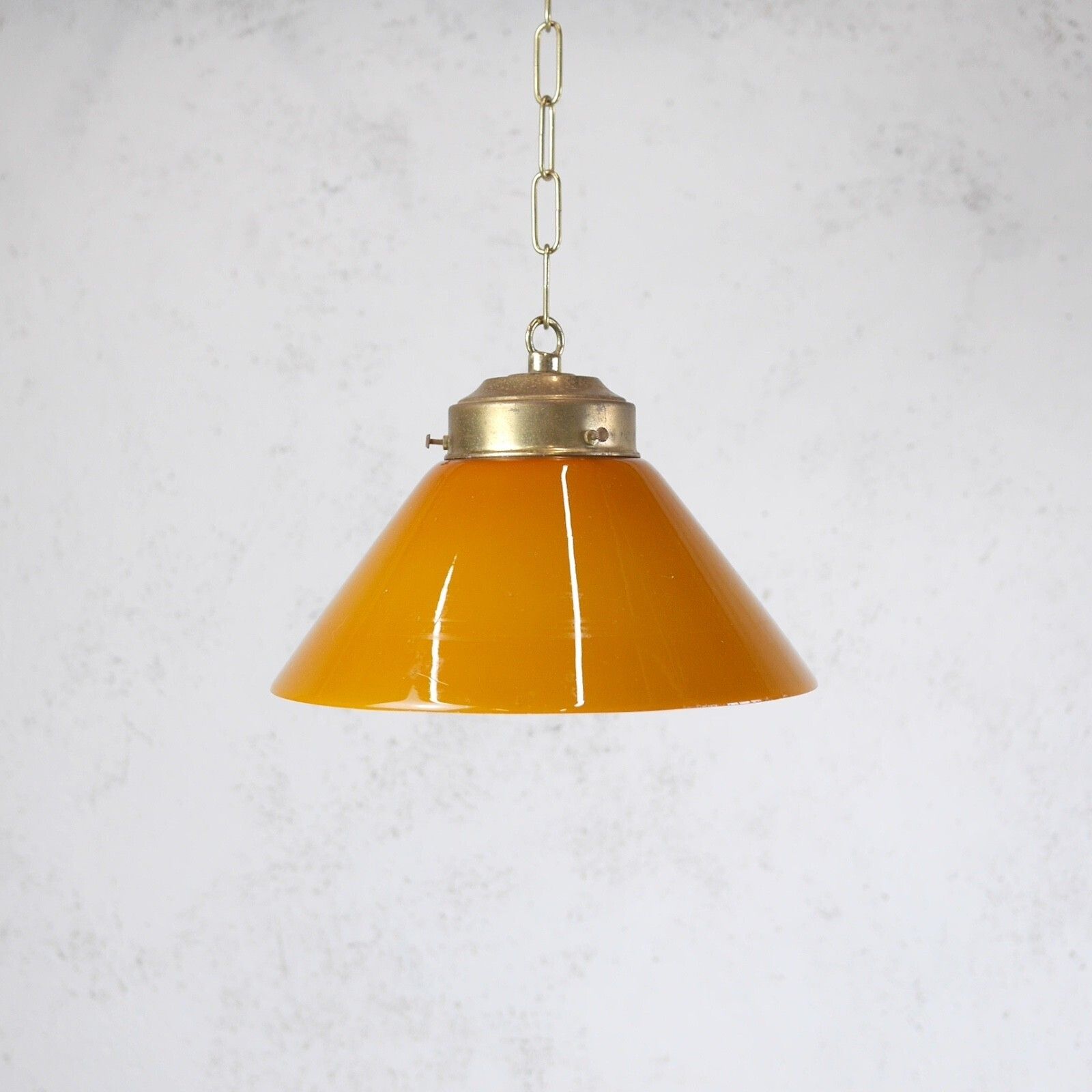 Vintage Orange Glass Coolie Light Shades Brass Gallery Pendant #103147 photo furniture