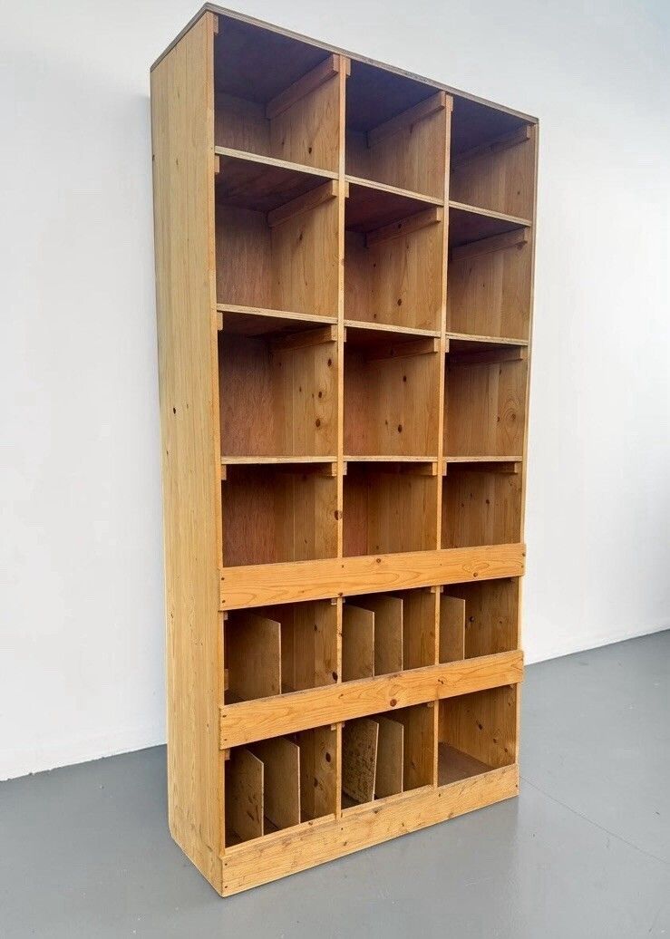 Vintage Solid Pine Cube Bookcase Piegon Hole Bookcase Industrial Style