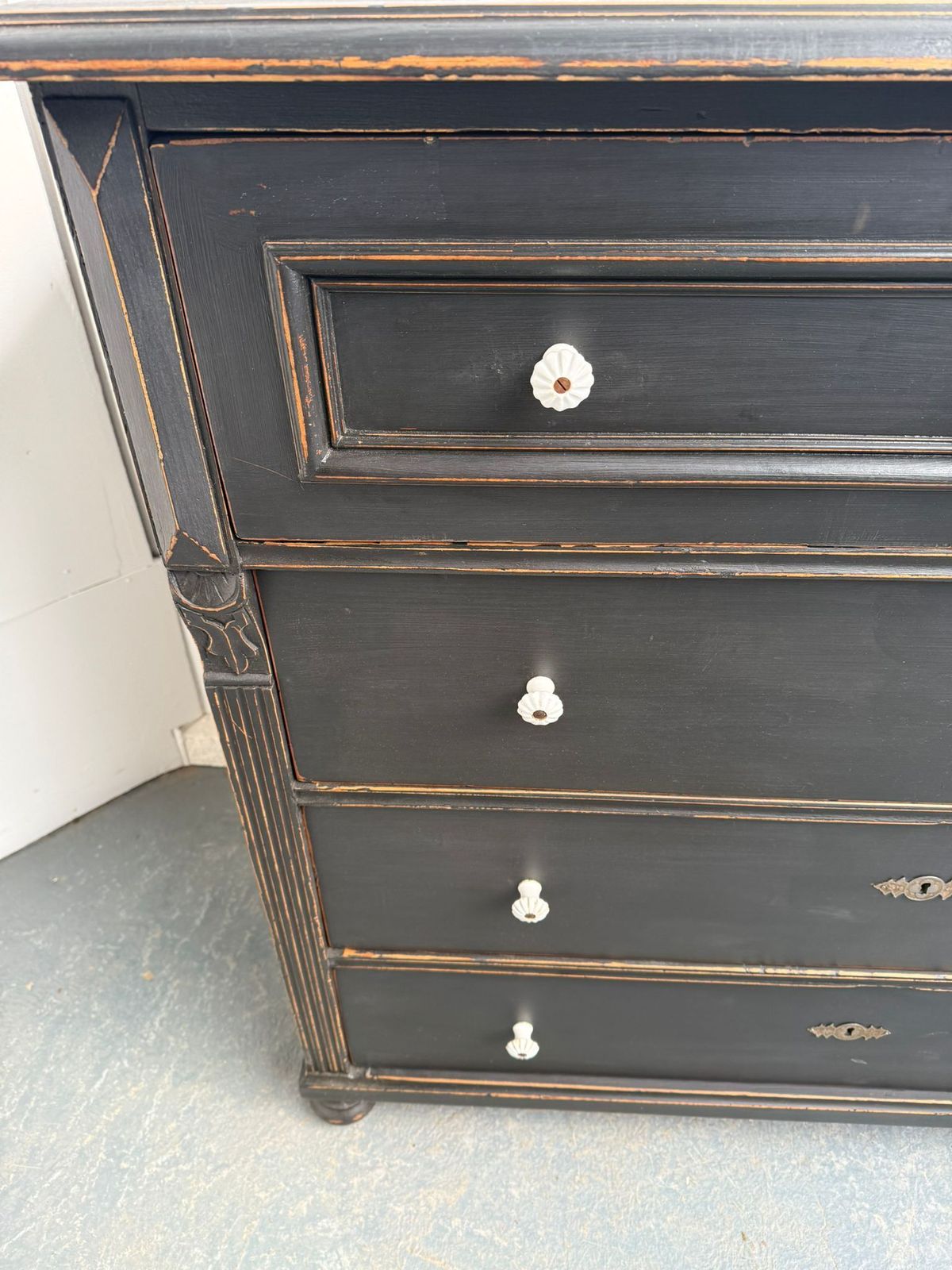 A Mint Clean Pine Hungarian Victorian Painted Black Chest Of Drawers photo buy