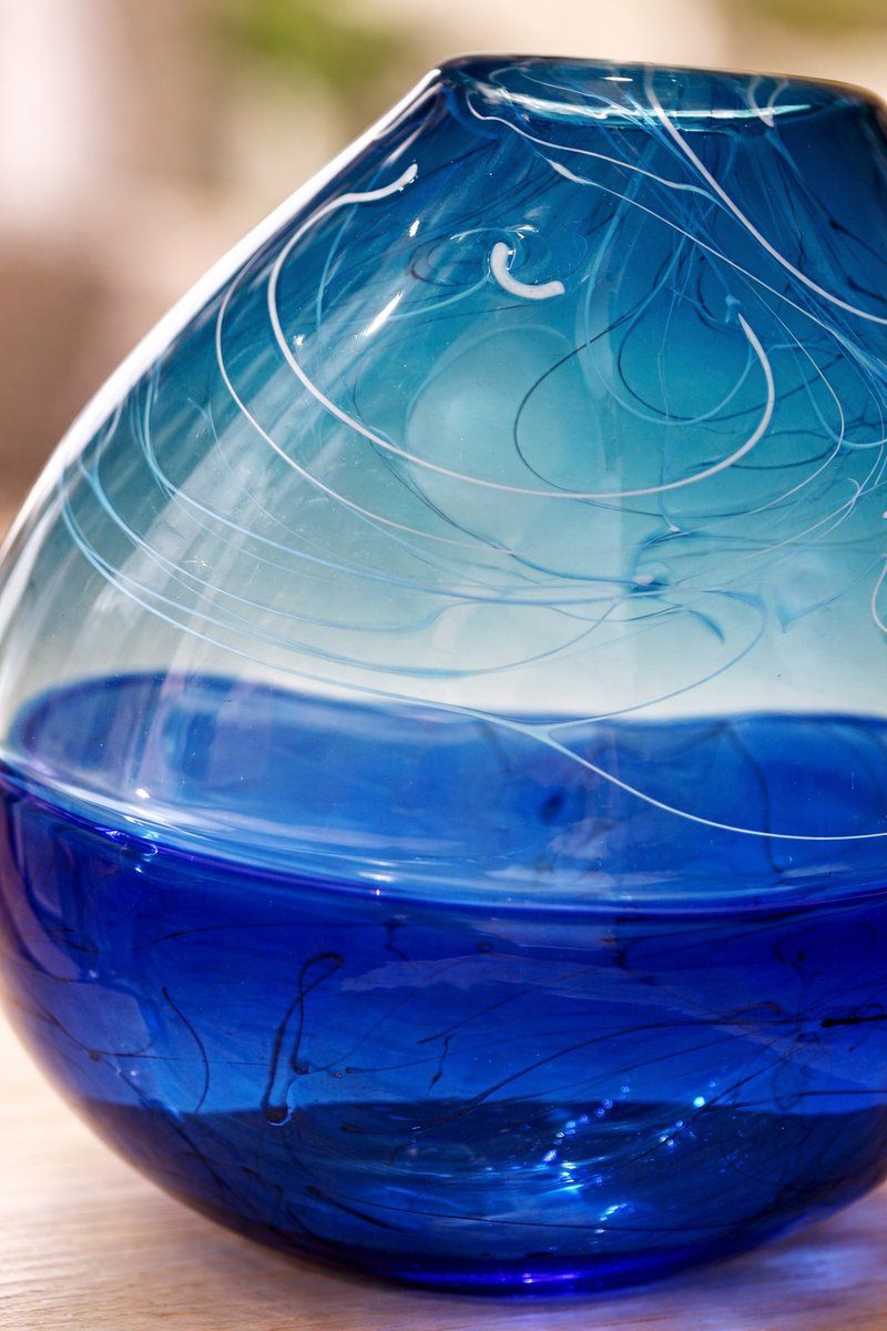Ludic Blue And Teal Studio Glass Vase By Stuart Akroyd, 1990s photo furniture