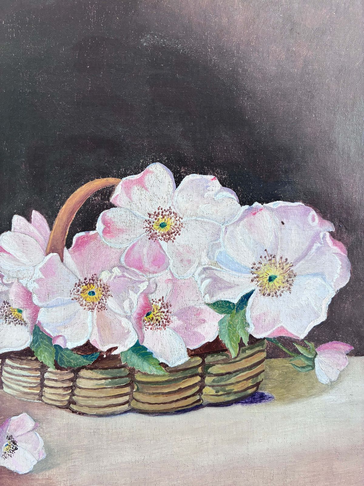 Set Of Vintage Original Flower Oil Painting, Flower Still Life Pair photo Art