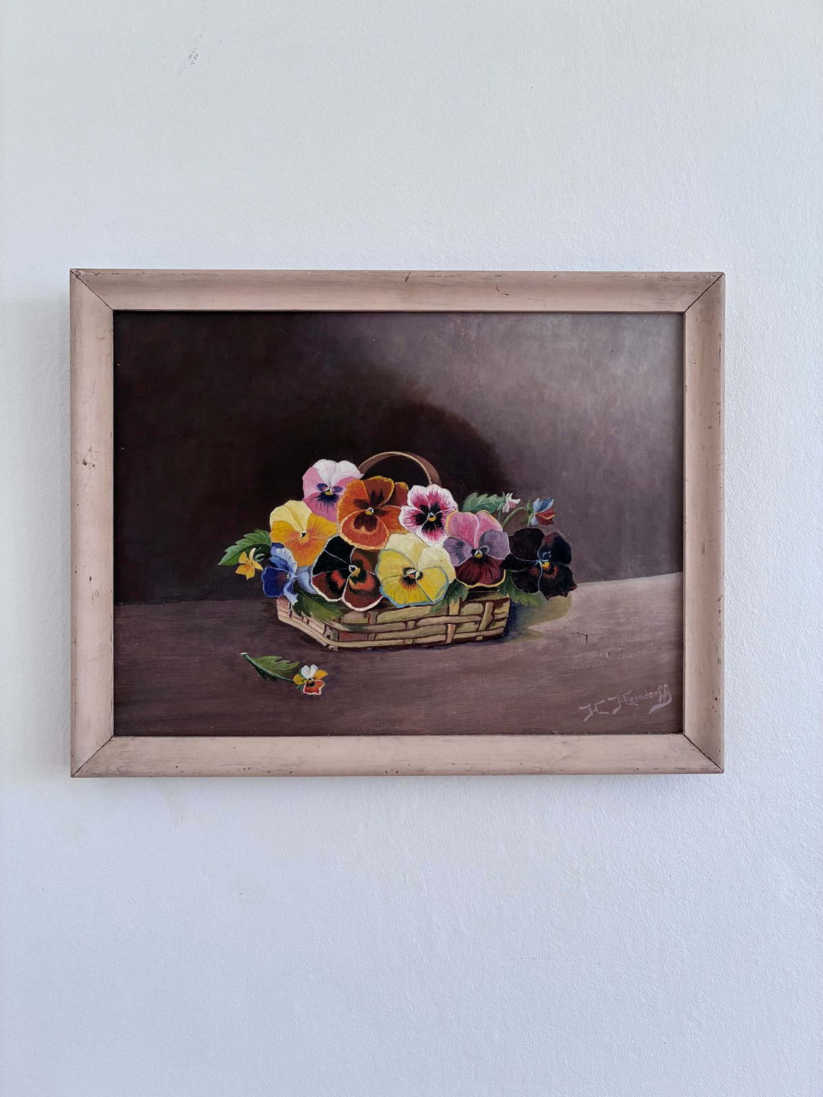 Vintage Original Flower Oil Painting, Framed Floral Still Life Art