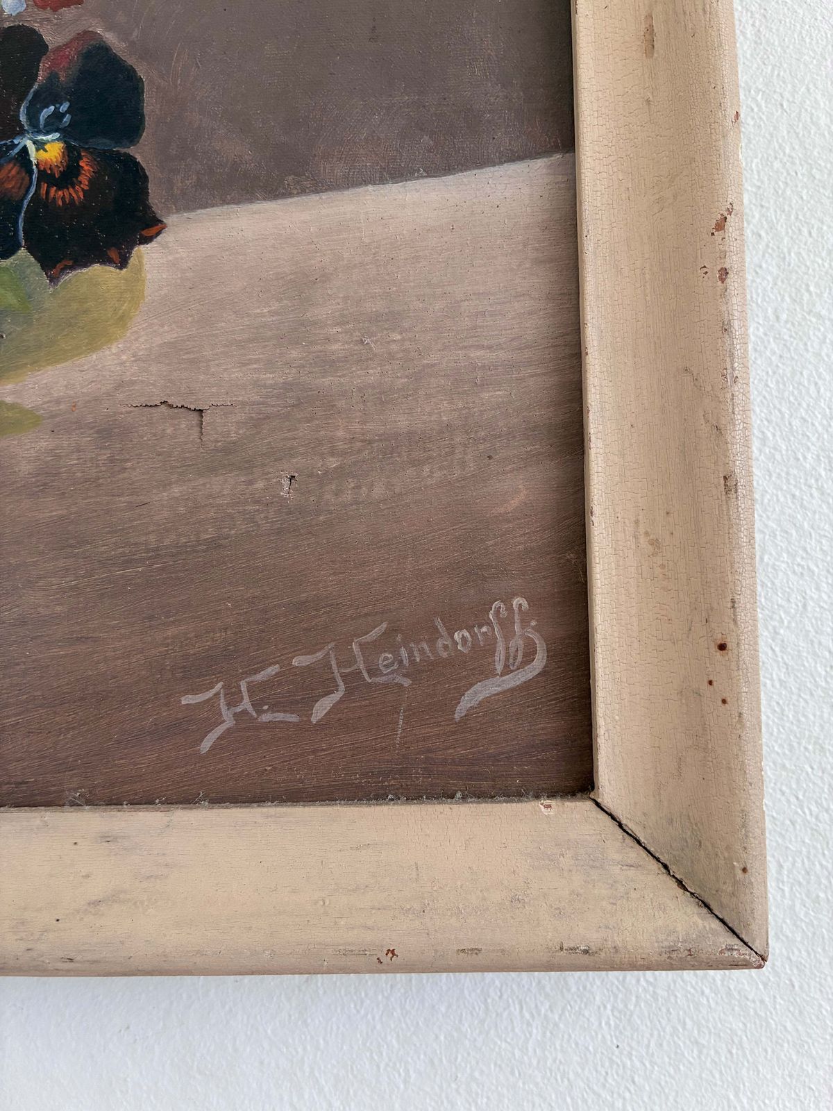 Vintage Original Flower Oil Painting, Framed Floral Still Life Art photo vinterior