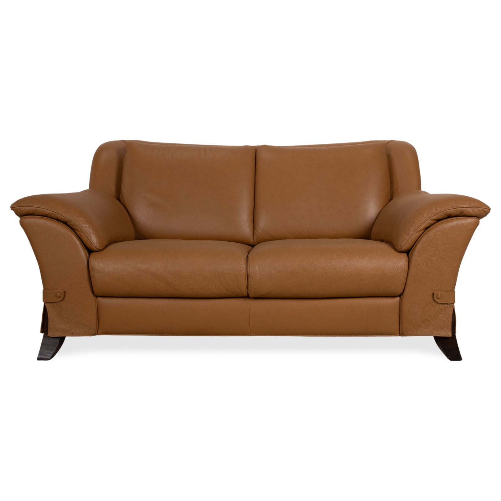 Natuzzi Leather Two Seater Brown Cognac Sofa