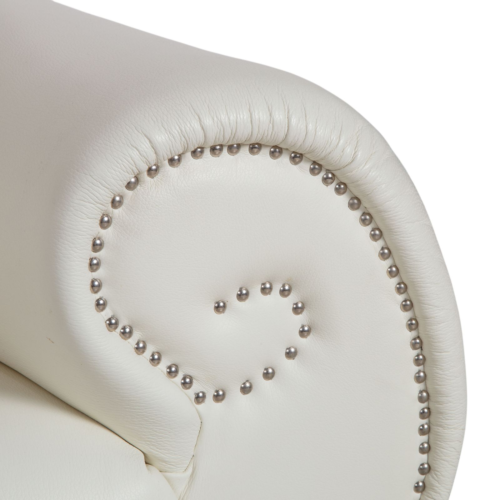 Bretz Gaudi Leather Three Seater Sofa White Cream Beige Silver Lion's Paw Feet Rivets photo for sale