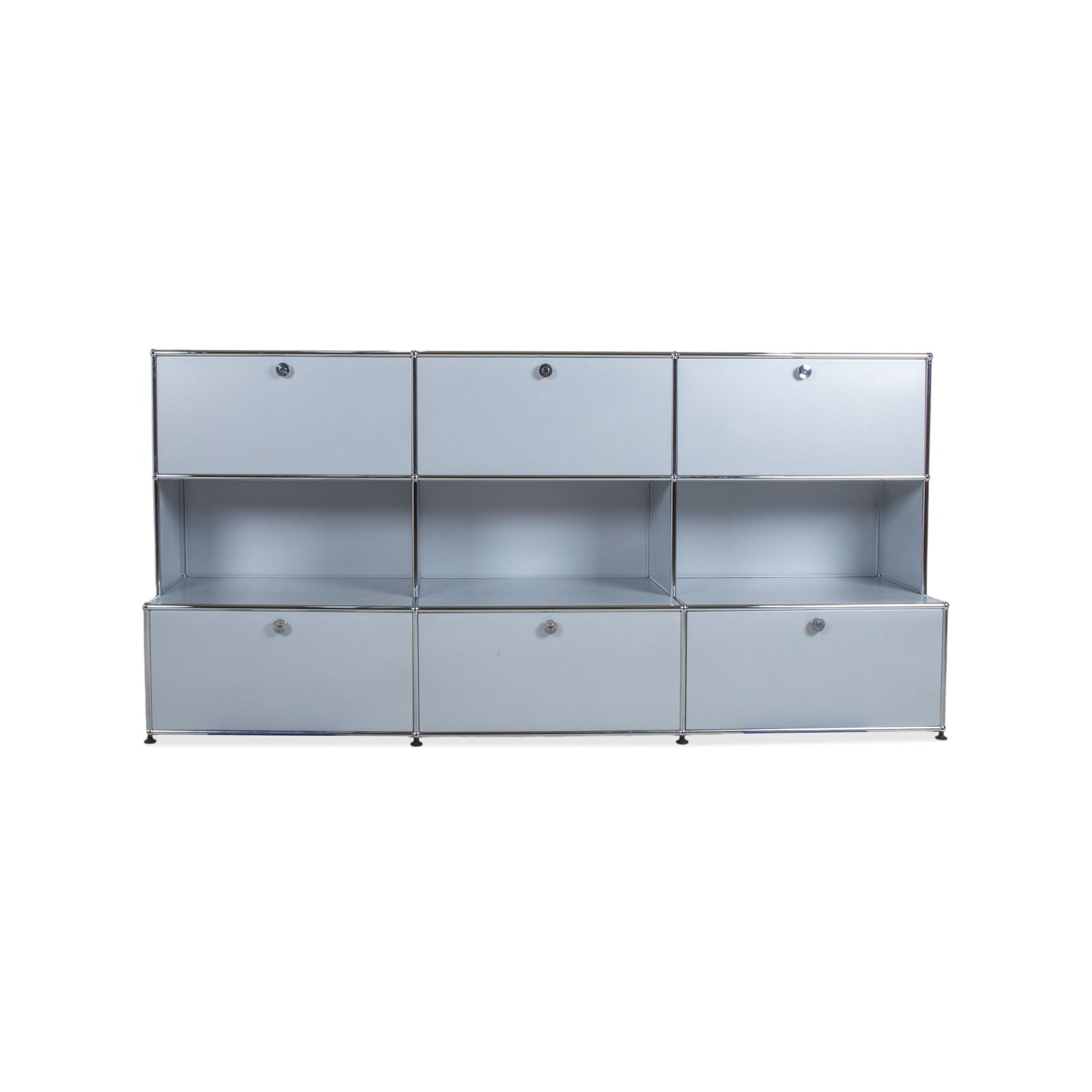 Mobilier Buffet USM Haller en métal, argent, gris, gris clair, 9 éléments, chacun 75 x 35 cm photo