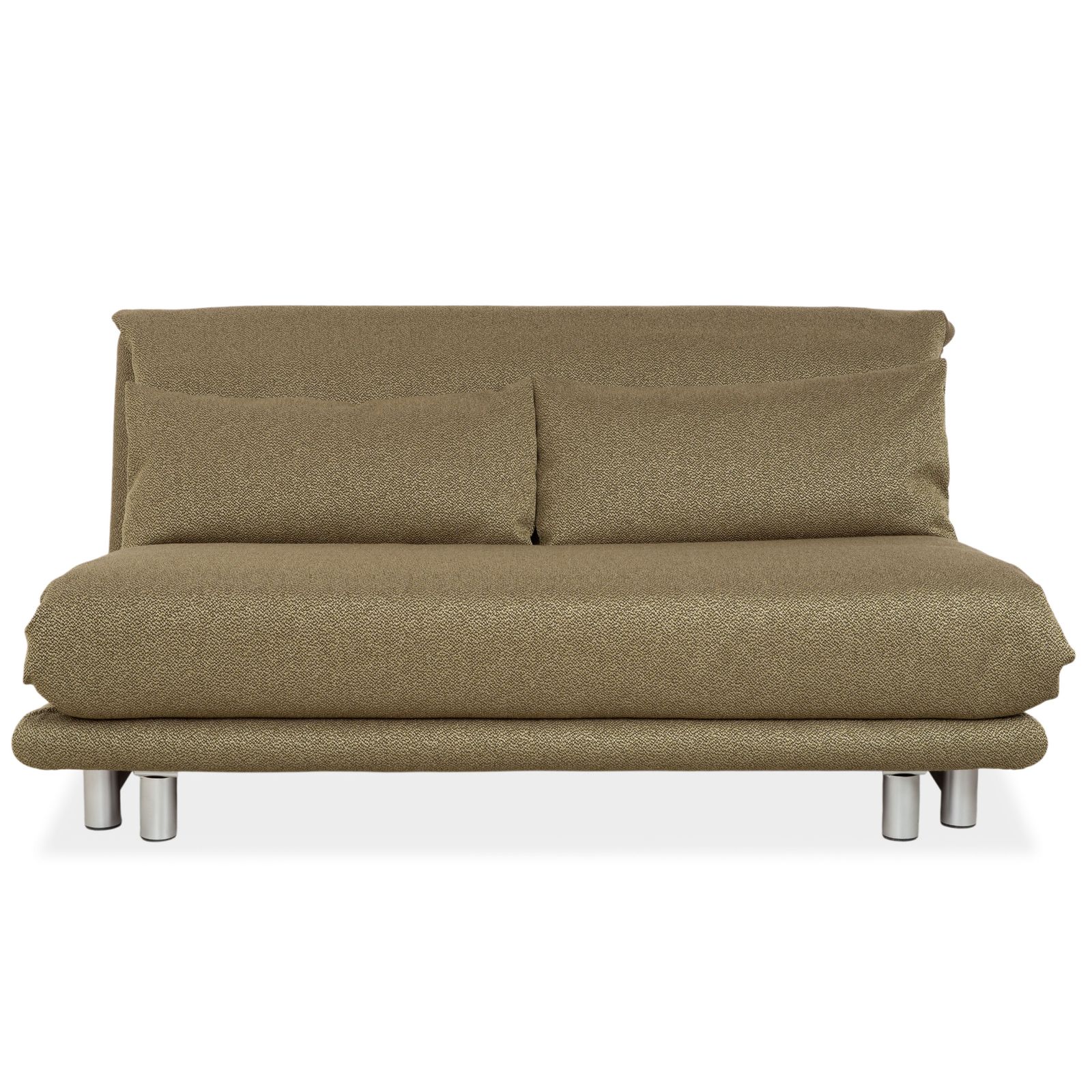 Canapé Ligne Roset Multy 3 places en tissu vert, fonction couchage manuel, retapissé