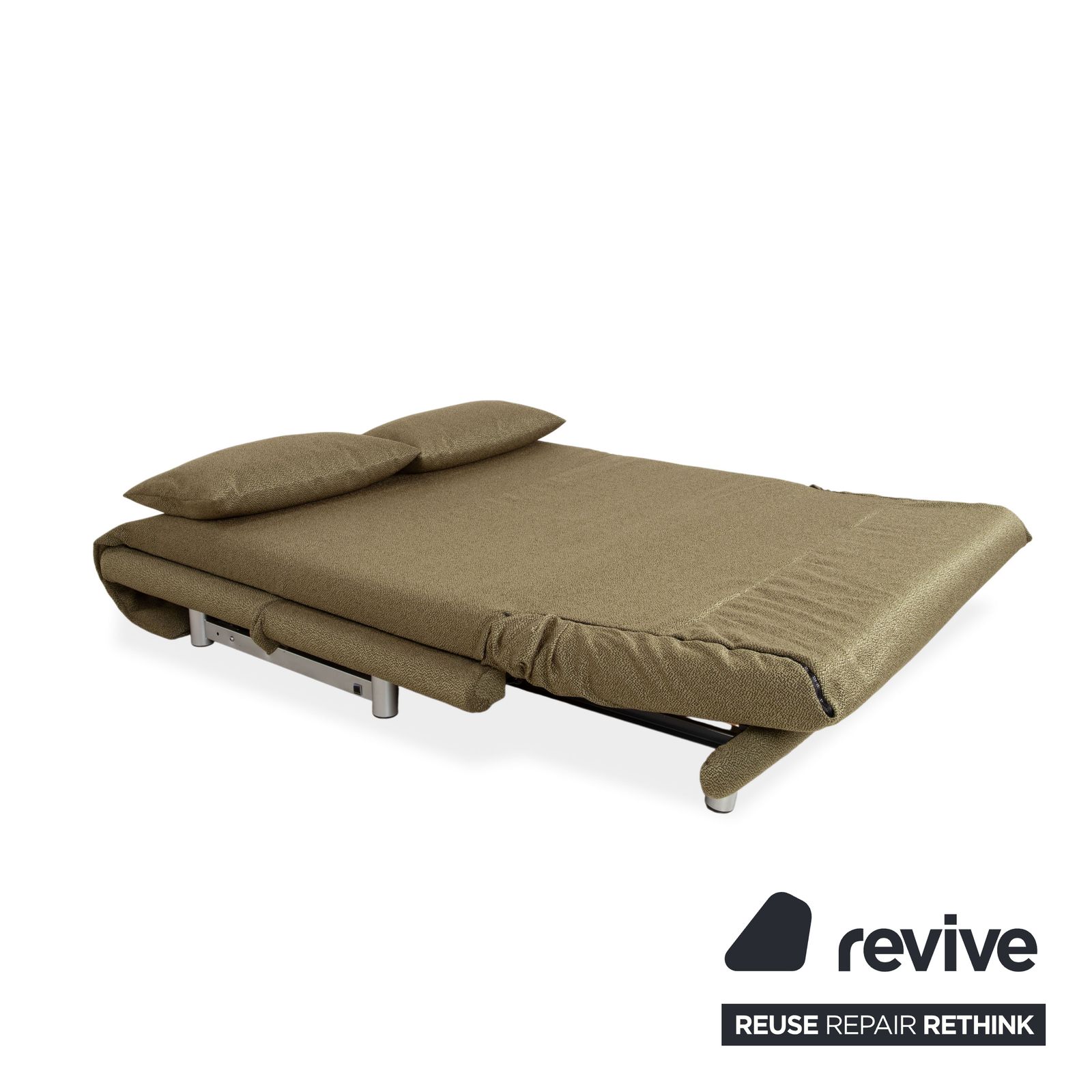 Canapé Ligne Roset Multy 3 places en tissu vert, fonction couchage manuel, retapissé photo 2347.0