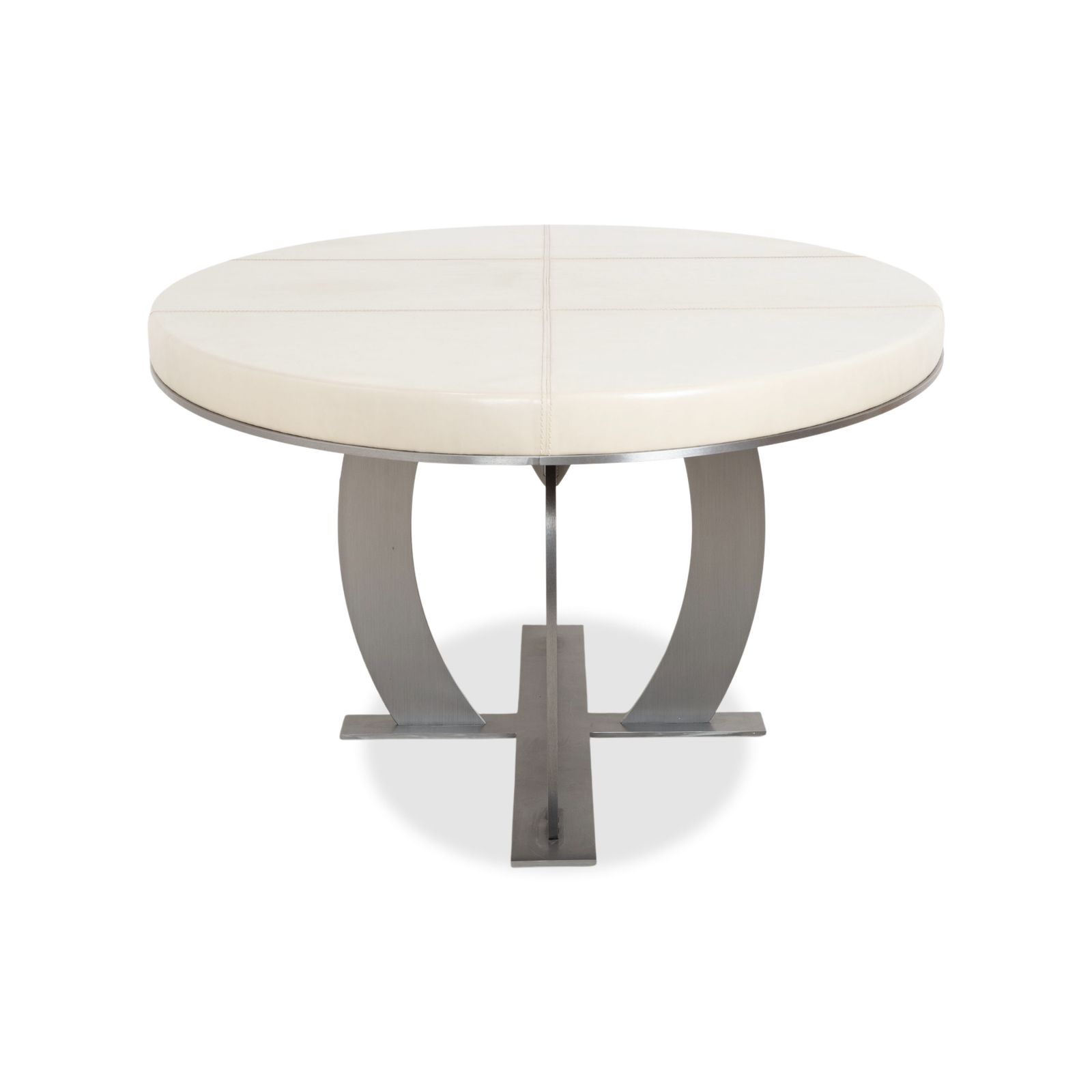 Mobilier Table à manger Baxter Gilbert en cuir beige crème blanc, ovale, salle à manger photo