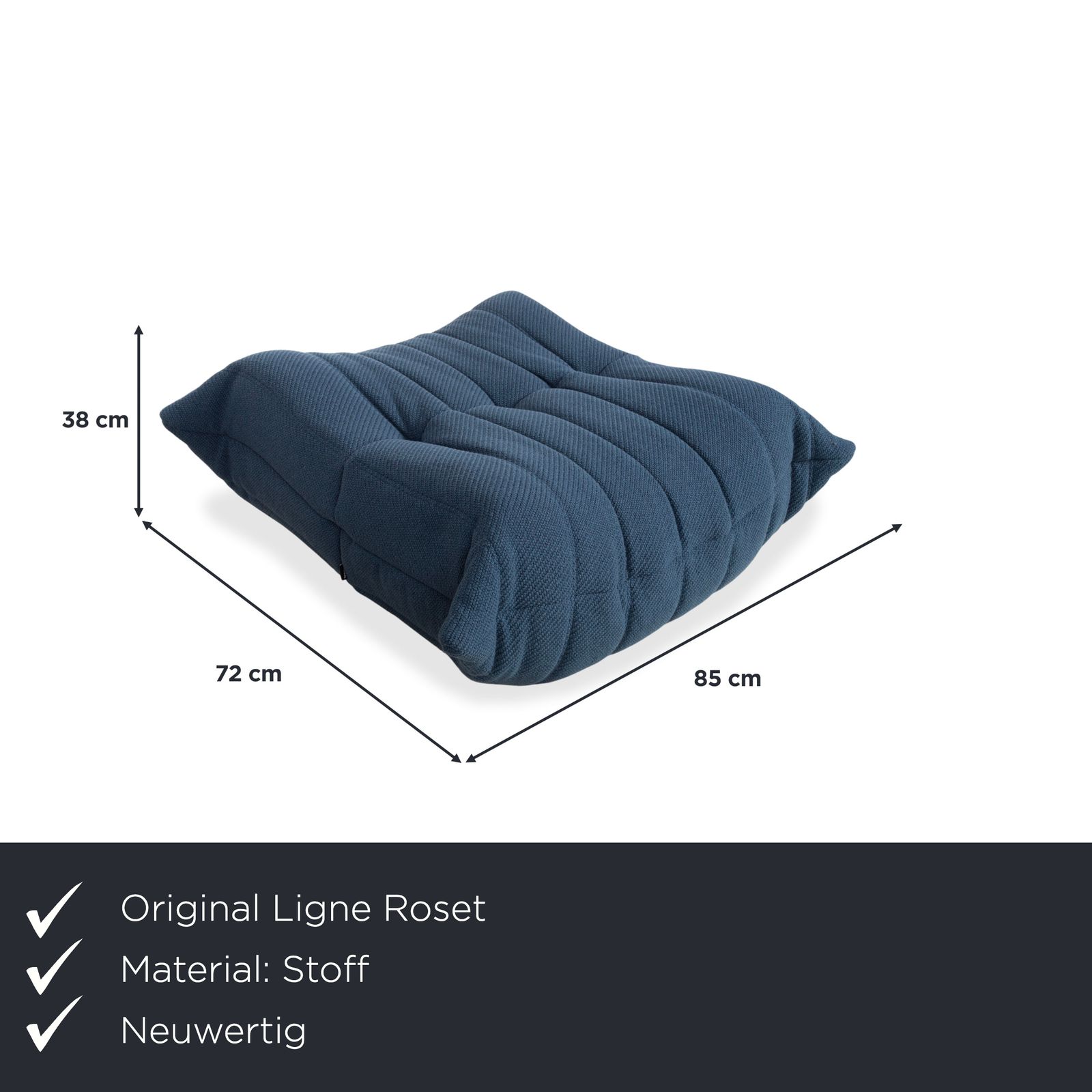 Tabouret Ligne Roset Togo, tissu bleu pétrole photo furniture