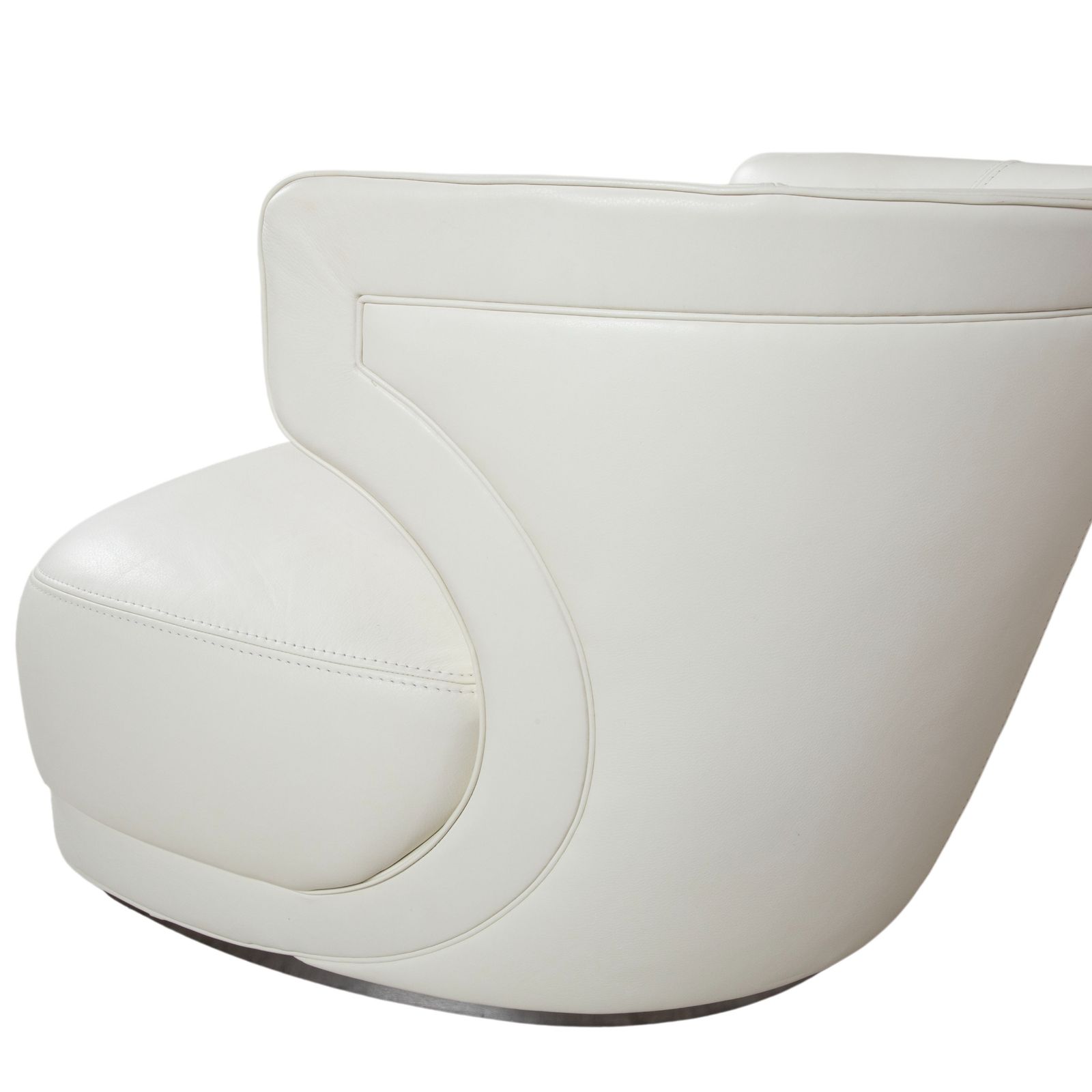Fauteuil Baxter Etienne en cuir, blanc crème photo 3912.0