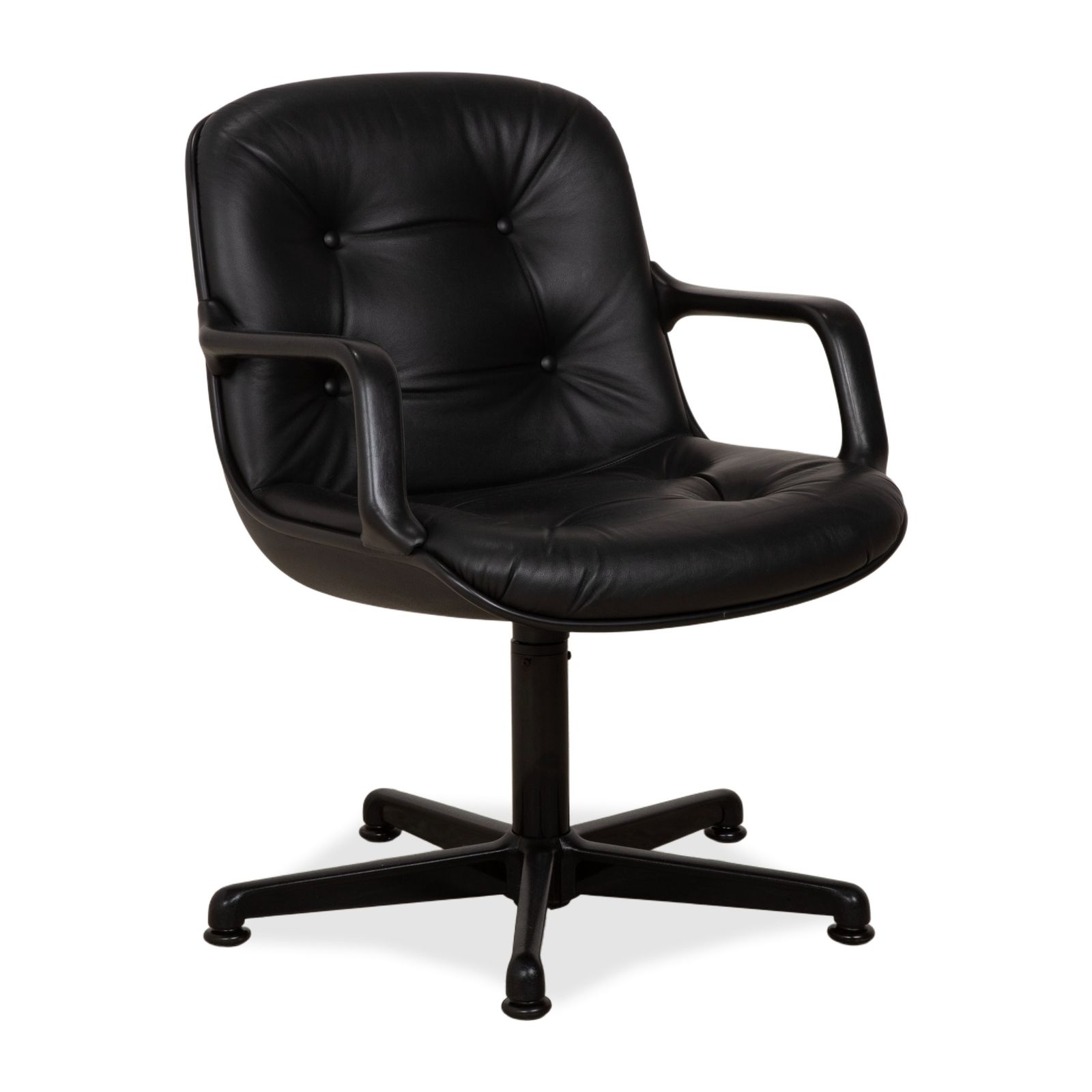 Charles Pollock Comforto Executive Chair Knoll 1960s Leather Executive Black Genuine Leather Office Chair
