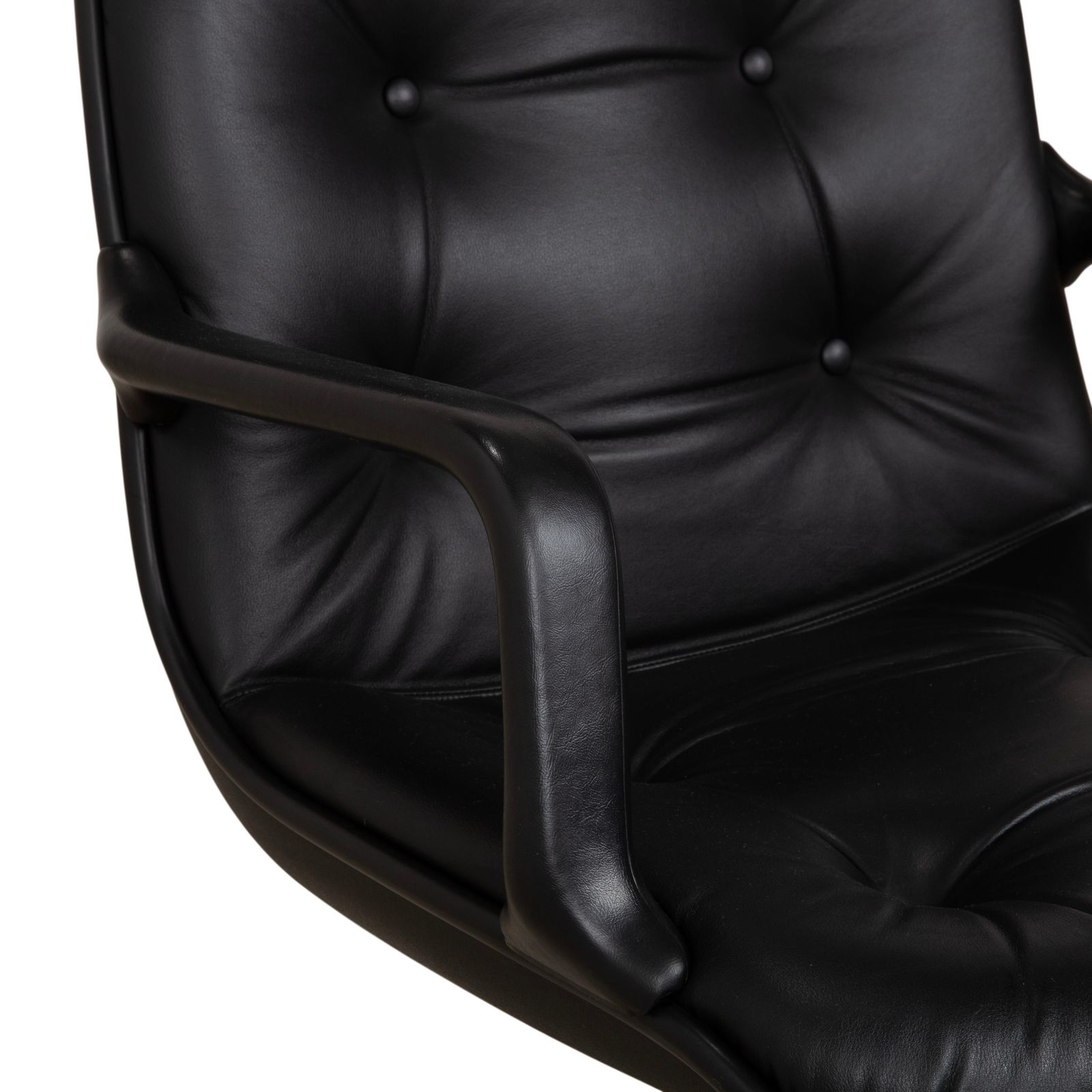 Fauteuil de direction Charles Pollock Comforto Knoll, années 1960, cuir noir véritable photo 1899.0