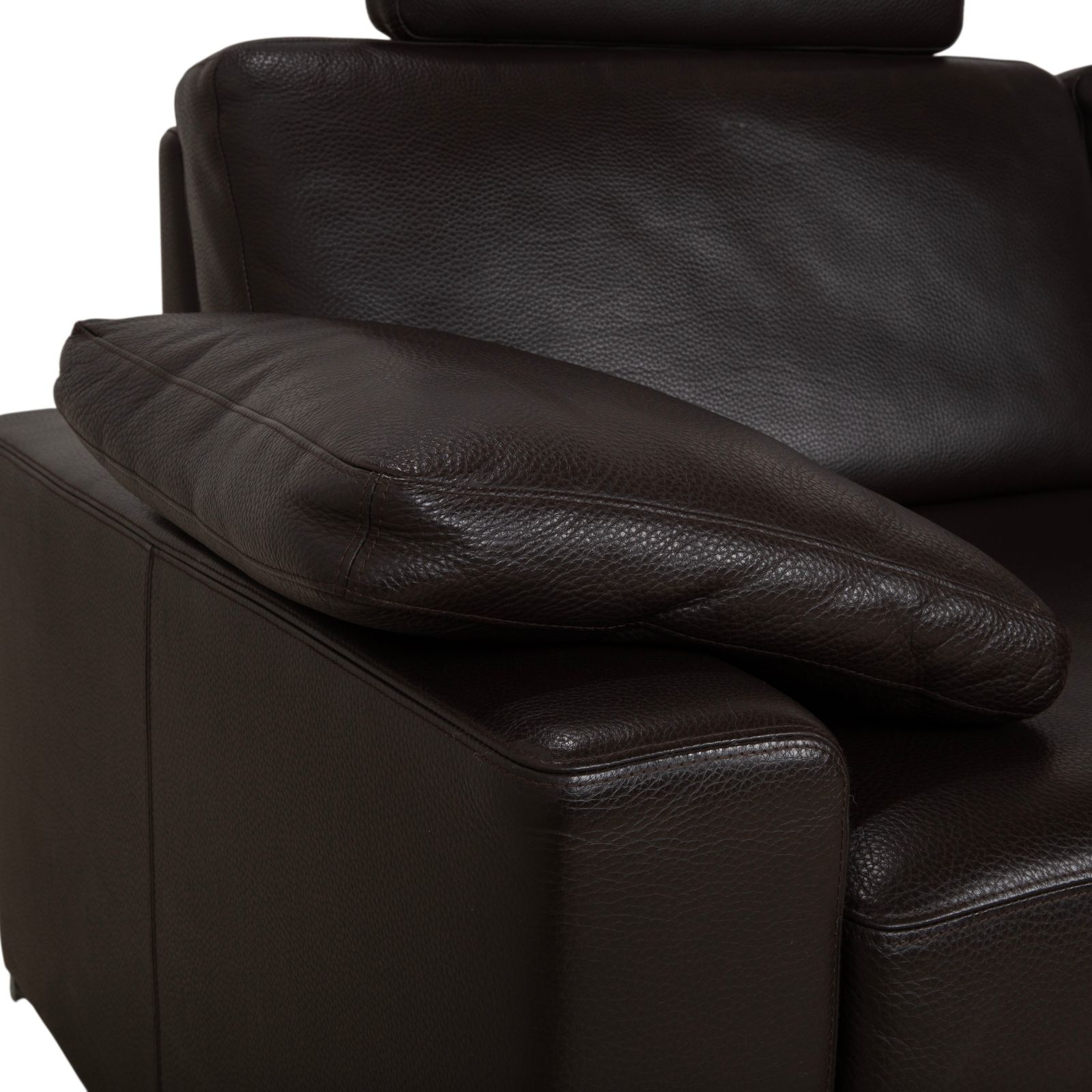 photo furniture Brühl Alba Three Seater Leather Sofa, Brown, Including Headrest And Chrome Feet, Thick Leather