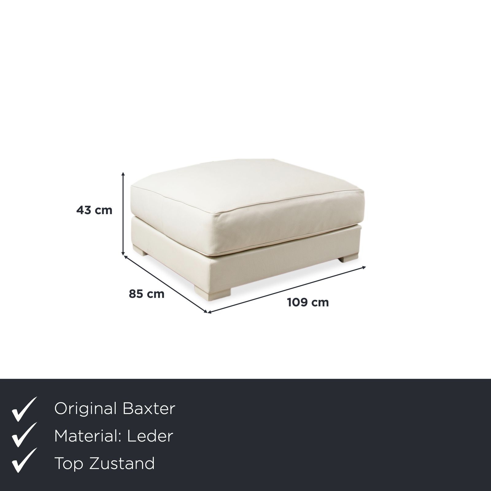 Tabouret Baxter en cuir blanc crème photo furniture