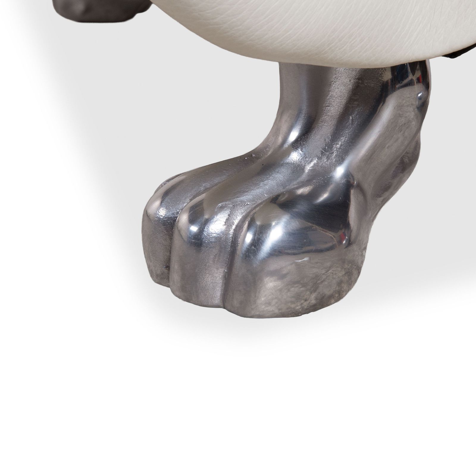 Bretz Gaudi Leather Set Three Seater, Chaiselongue & Ottoman White Cream Beige Silver Lion's Paw Feet Studs photo buy