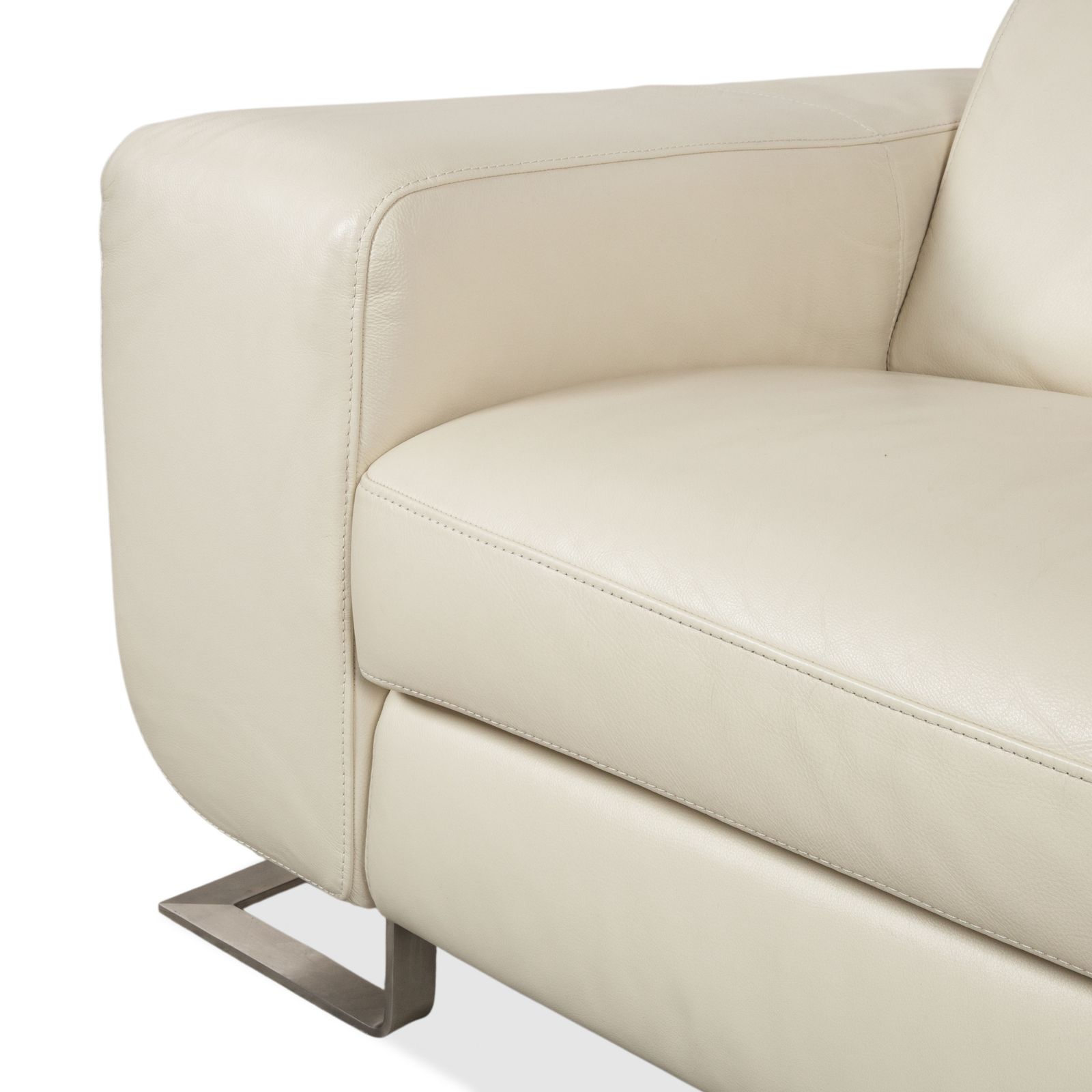 photo furniture Joop 007 Leather Set Three Seater & Two Seater Cream Sofa Metal Feet Reclining Position Electric/Manual Function