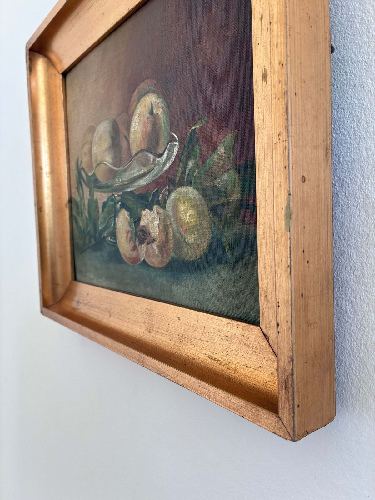 Antique Original Still Life Oil Painting, Fruit Kitchen Art photo furniture
