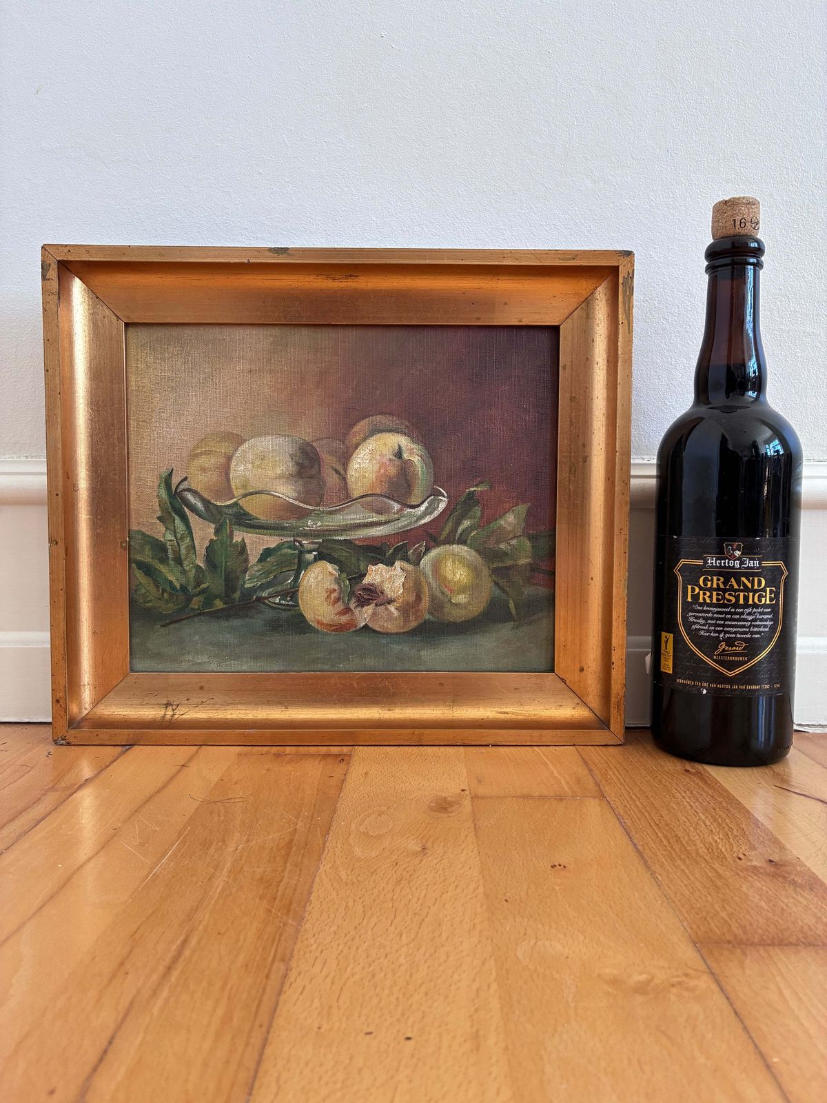 Art Antique Original Still Life Oil Painting, Fruit Kitchen Art photo