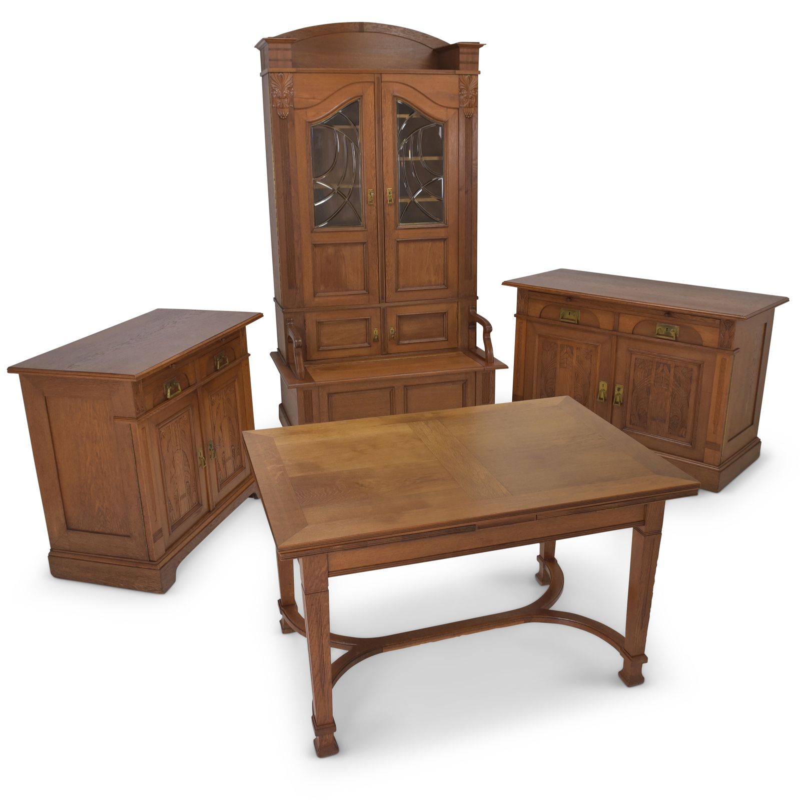 982.0 Antique! Restored Art Nouveau Chest Of Drawers, Circa 1920, Oak Cabinet photo