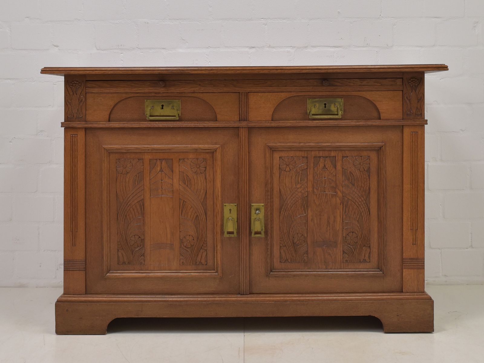 Antique! Restored Art Nouveau Oak Sideboard, Chest Of Drawers, Cabinet photo furniture