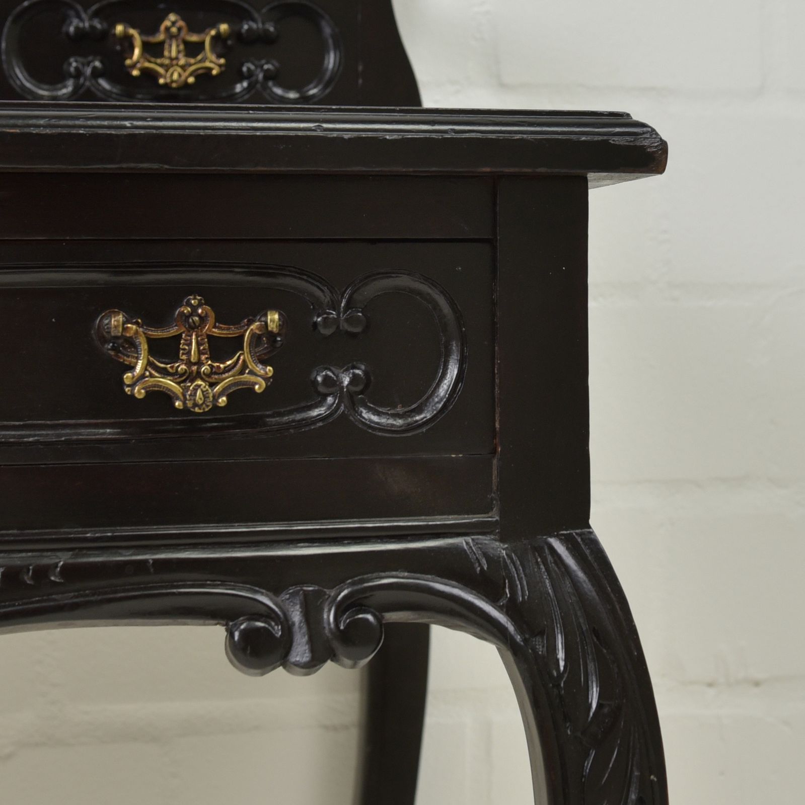 Antique! Restored Mahogany Dressing Table, Black, Rococo Style, Ladies' Desk photo vintage